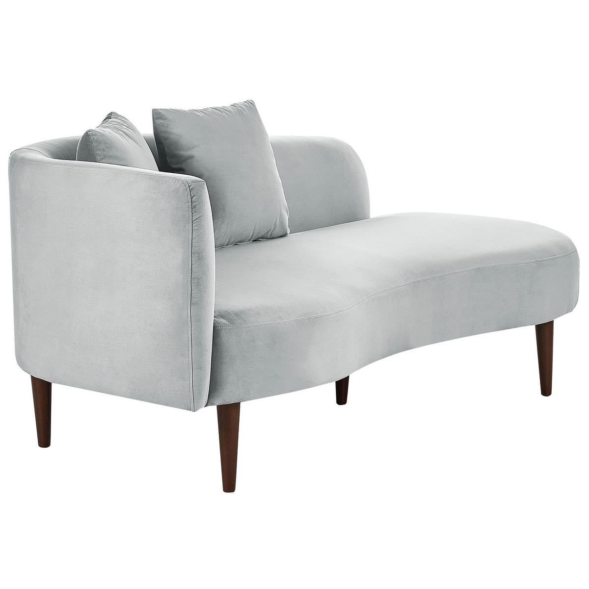 CHAISELONGUE Samtstoff hellgrau linksseitig Chaumont - Dunkelbraun/Grau, Textil (168/75/74cm) - Beliani