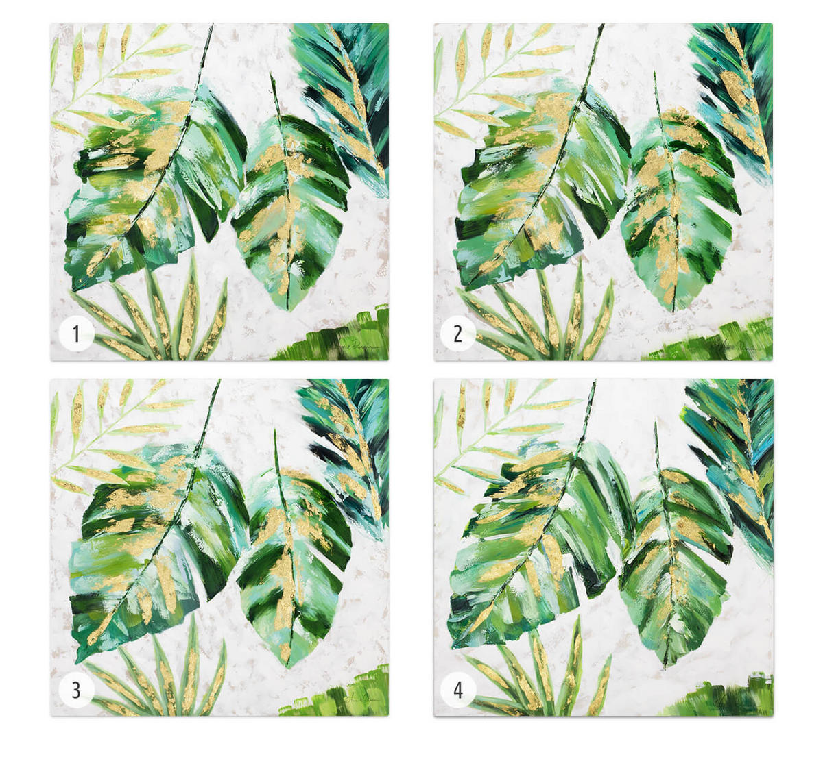 ACRYLBILD HANDGEMALT 90/90 cm - Weiß/Grün, Holz/Textil (90/90cm) - KUNSTLOFT