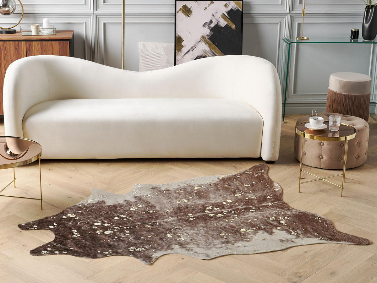KUNSTFELL-TEPPICH Bogong 170/130 cm - Beige/Goldfarben, Kunststoff (130/170cm) - Beliani