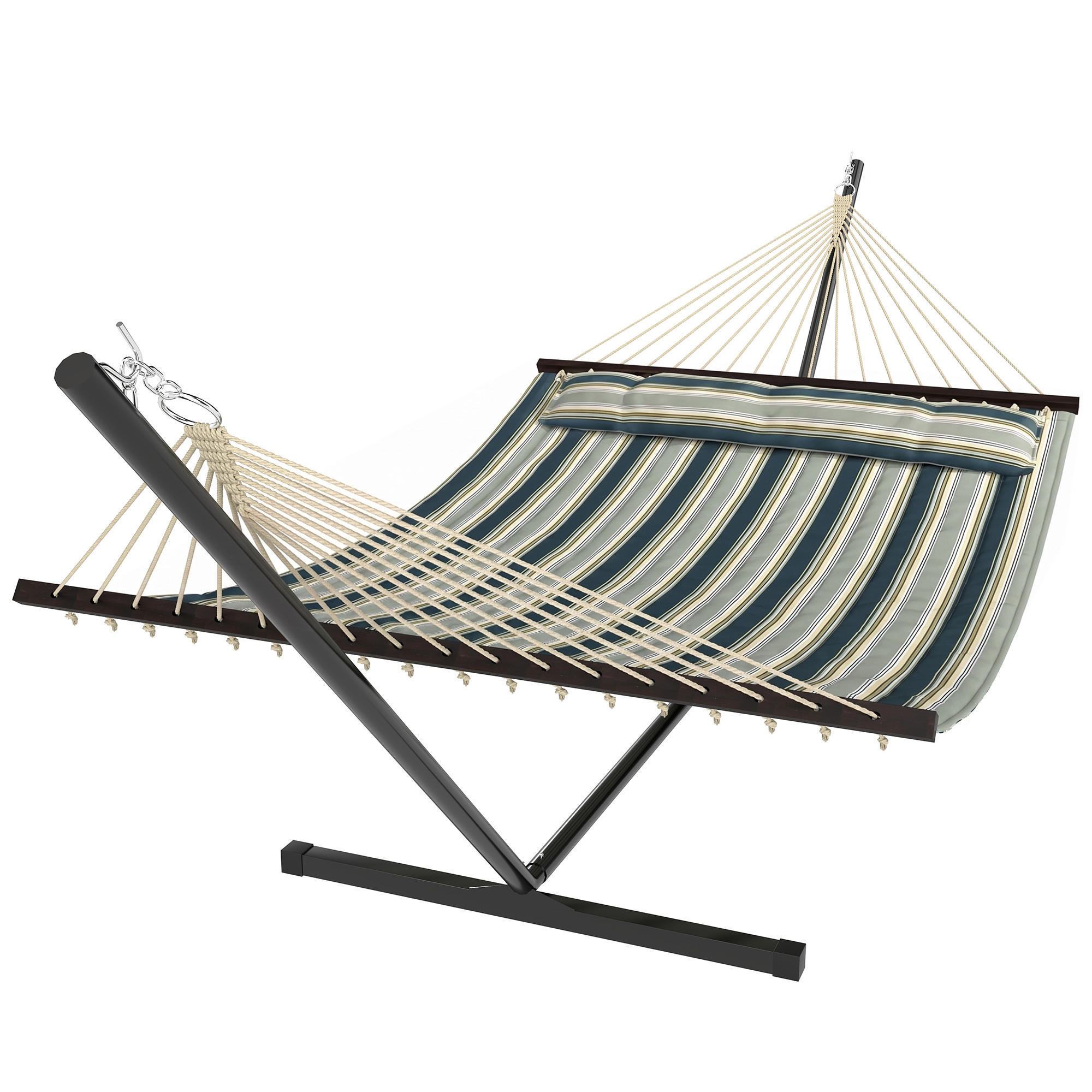 HÄNGEMATTE mit Gestell DE-13691 mit abnehmbarem Kissen Grün - Grün, Metall (94/115/353cm) - ComfortXL