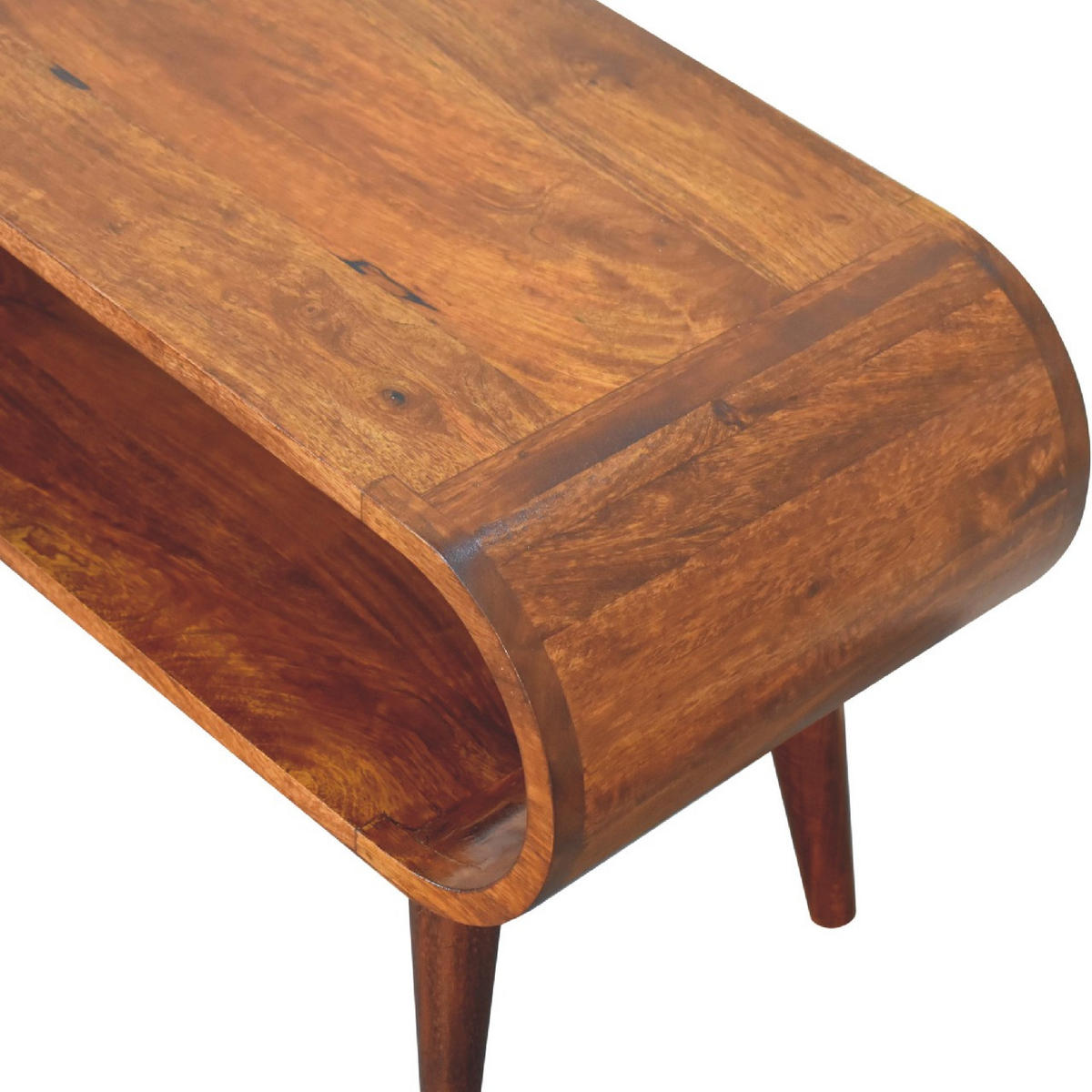 COUCHTISCH aus Massivholz - Kastanienfarben/Messingfarben, Holz/Metall (35/90/40cm) - Artisan Furniture