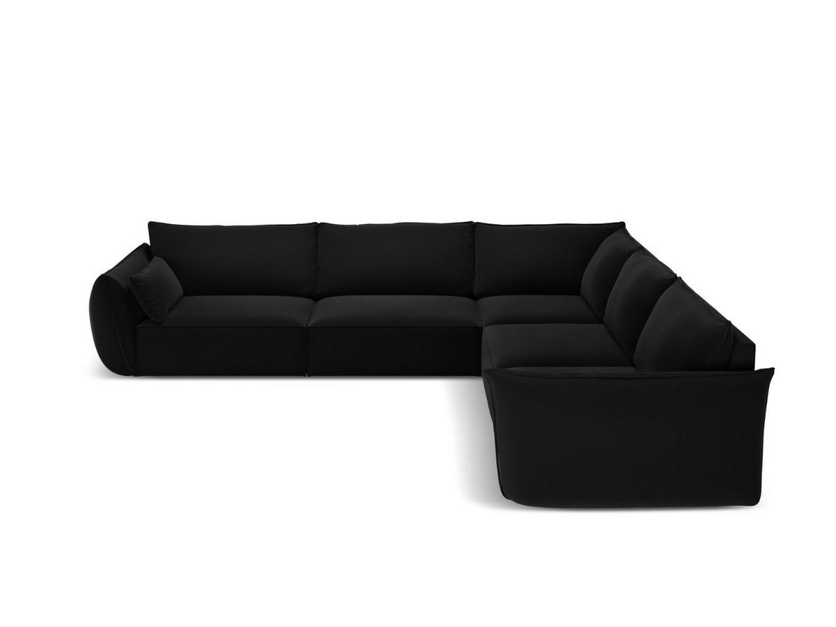 WENDBARES-ECKSOFA Kaelle aus Samt schwarz 7 Sitzplätze - Schwarz, Textil (286/286cm) - Micadoni