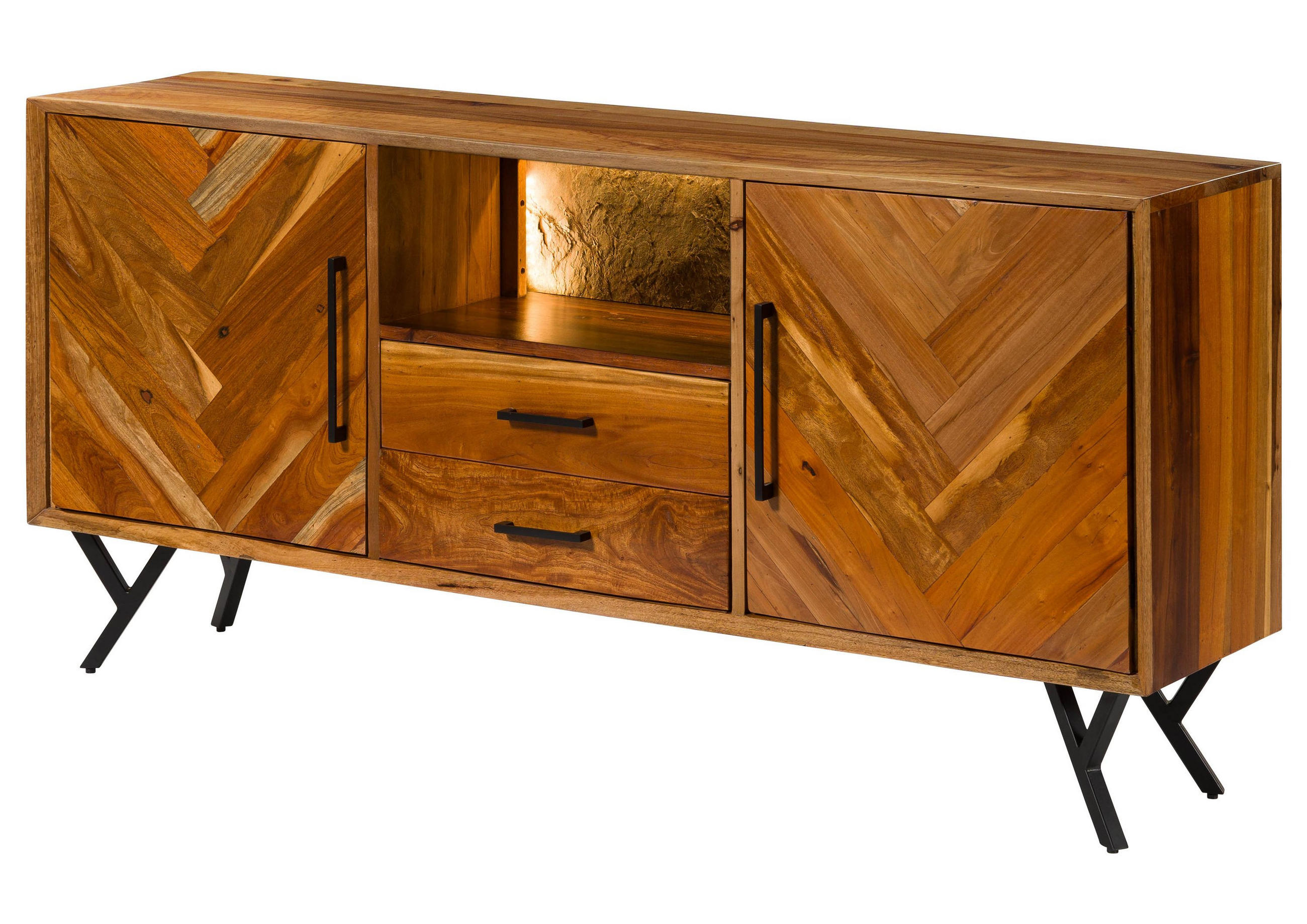 SIDEBOARD Altholz 180x40x81 natur lackiert AVIGNON #111 - Braun, Holz (180/81/40cm) - Massivmoebel24