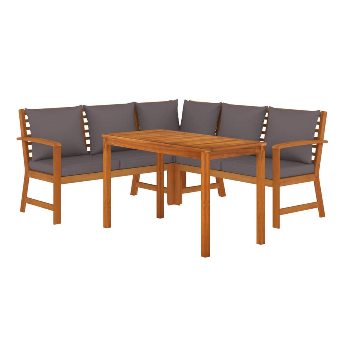 GARTEN-ESSGRUPPE 4Er Set Mit Kissen Massivholz Akazie - Braun, Holz - vidaXL