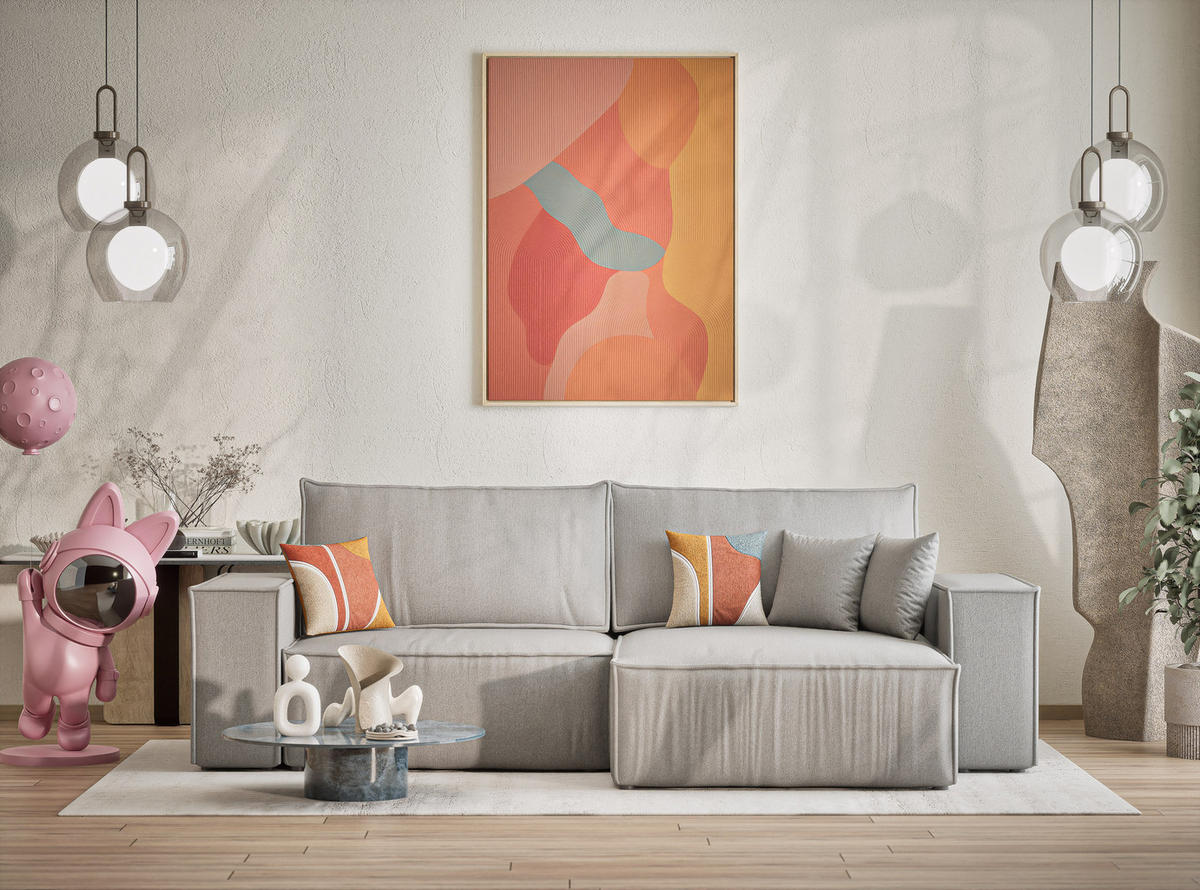ECKSOFA MIT SCHLAFFUNKTION Zaya Hellgrau Webstoff - Hellgrau/Schwarz, Holz/Holzwerkstoff (255/148cm) - Maison de Reve