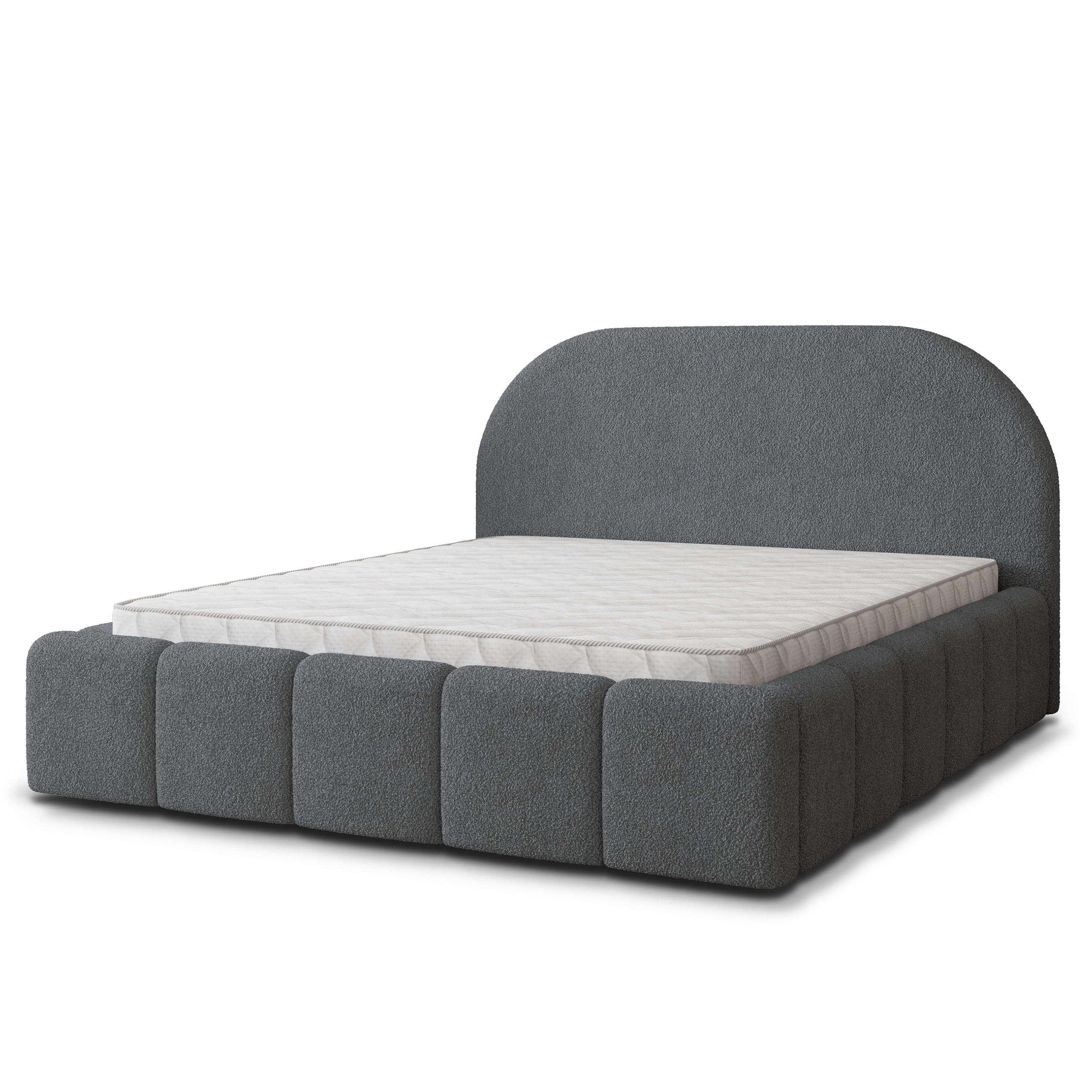 POLSTERBETT FLUSSO 140x200 cm mit Bettkästen - Grau - Grau, Holz (140/200cm) - MASSENO