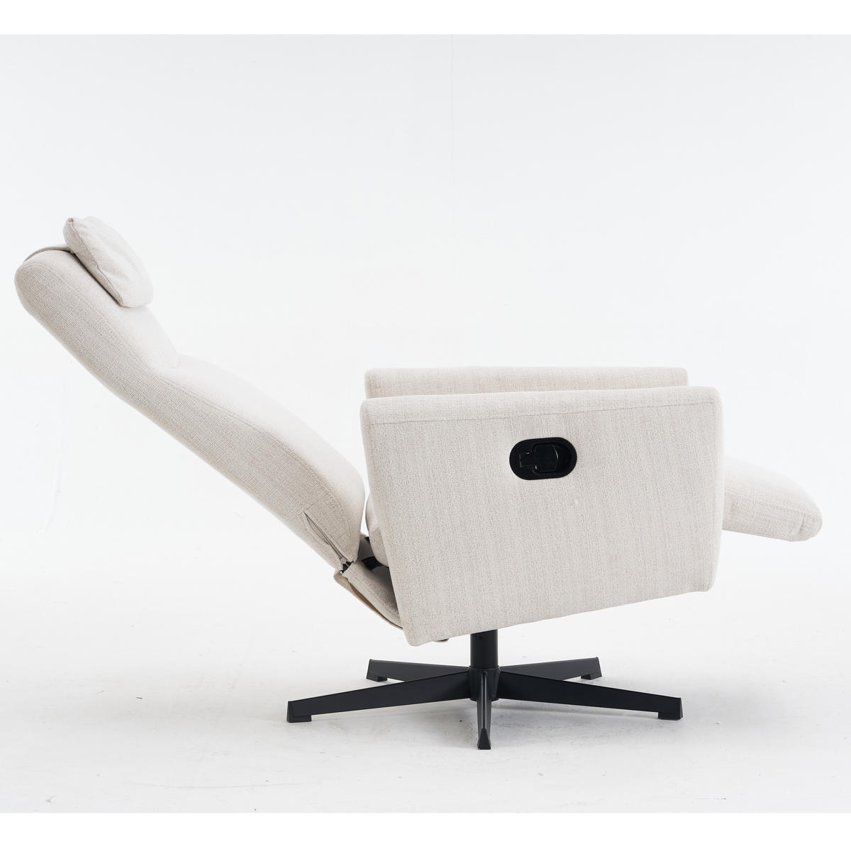 RELAXSESSEL Chenille mit Liegefunktion und 360° Drehfunktion 67/80.5/110 cm Beige - Beige, Textil (80.5/110/67cm) - Redom