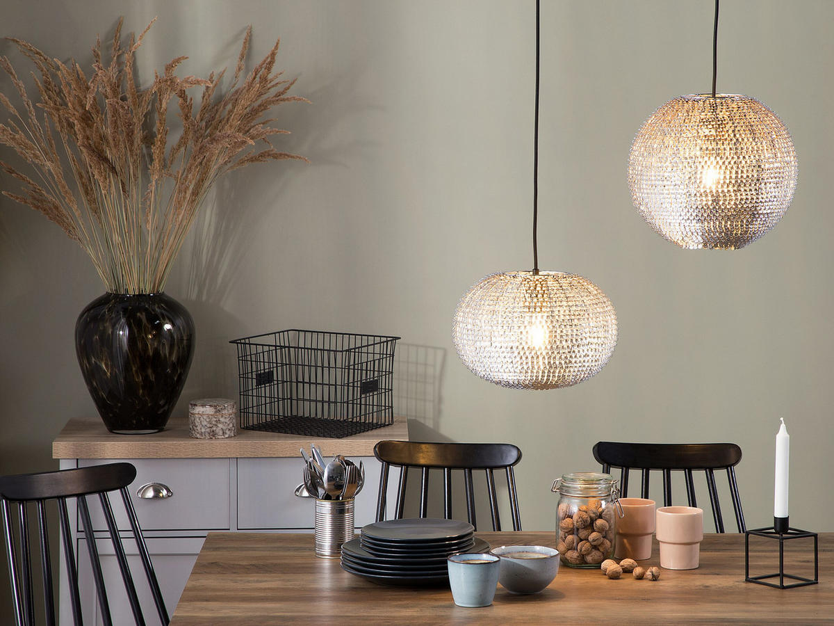 HÄNGELEUCHTE Reine 32/32/146 cm - Silberfarben, Metall (32/32/146cm) - Beliani