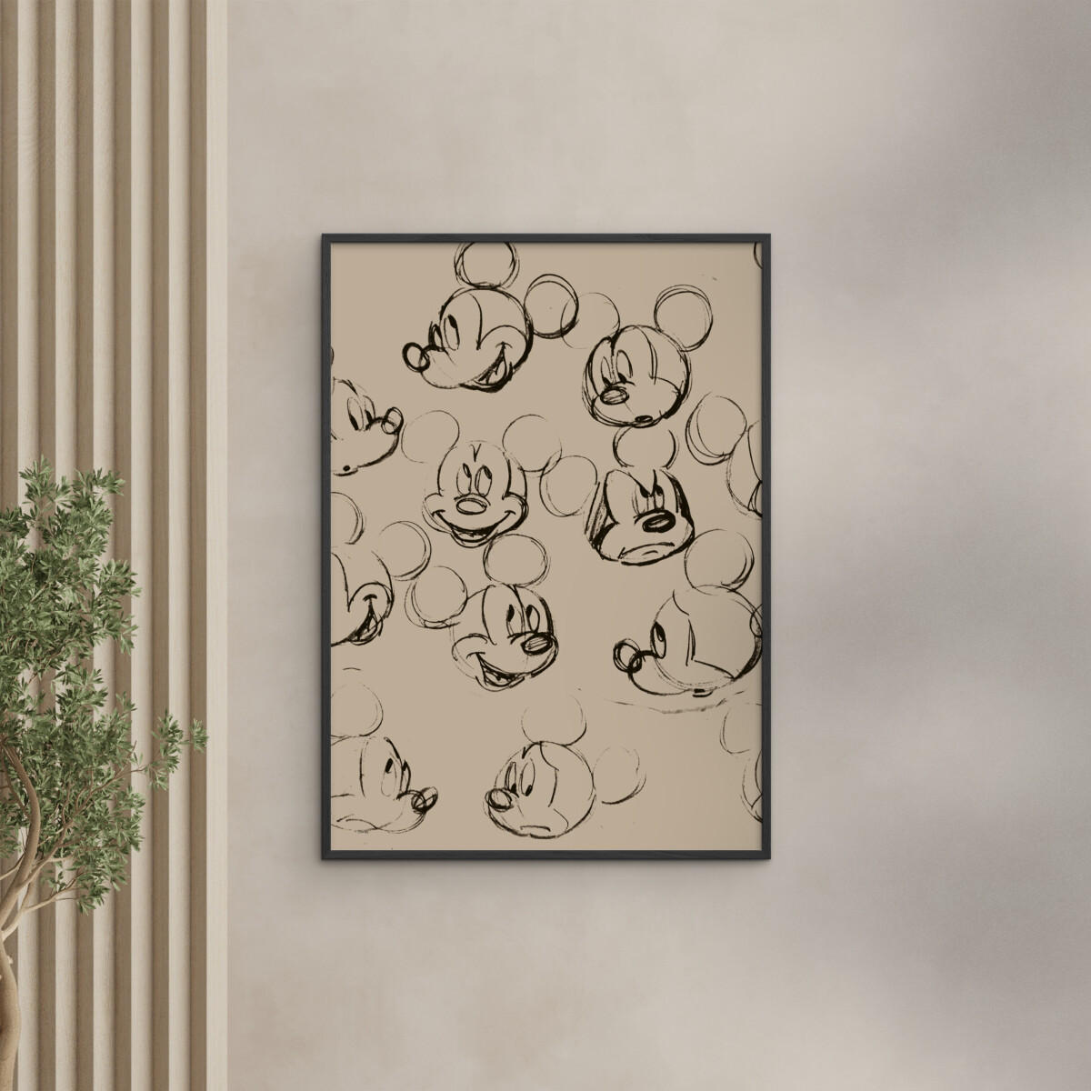 POSTER mit Rahmen Disney - Disney - Mickey Mouse Vintage Drawing No. 01 - Beige/Schwarz, Holz/Papier (30/40cm) - Poster&Frame