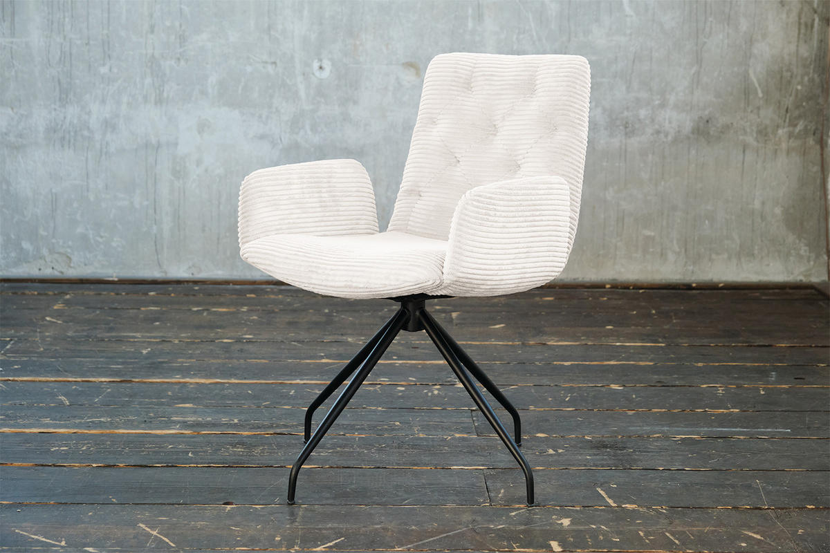 DREHSTUHL NEW CHARME Weiß Cord - Weiß, Textil (59/87/66cm) - KAWOLA