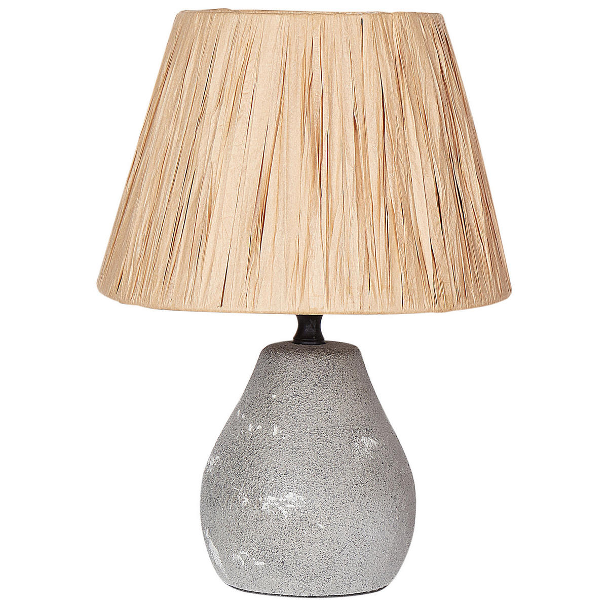 TISCHLEUCHTE 2er Set Grau/Heller Holzfarbton Arwadito - Hellbraun/Grau, Keramik (23/14/31cm) - Beliani