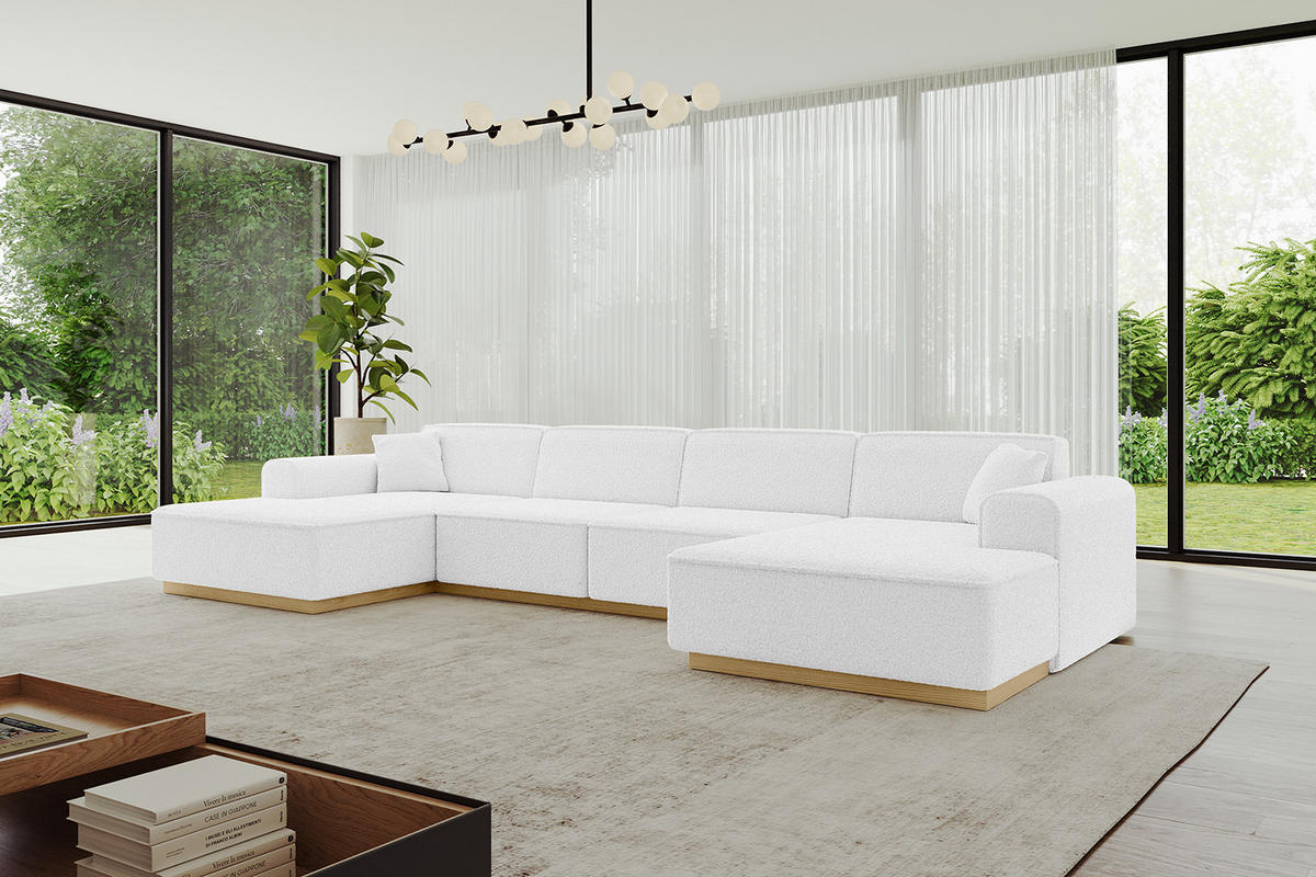 WOHNLANDSCHAFT IREA-U2-v2 - 388x171x83 cm Weiß - Weiß, Holzwerkstoff/Textil (388/83/171cm) - ALTDECOR