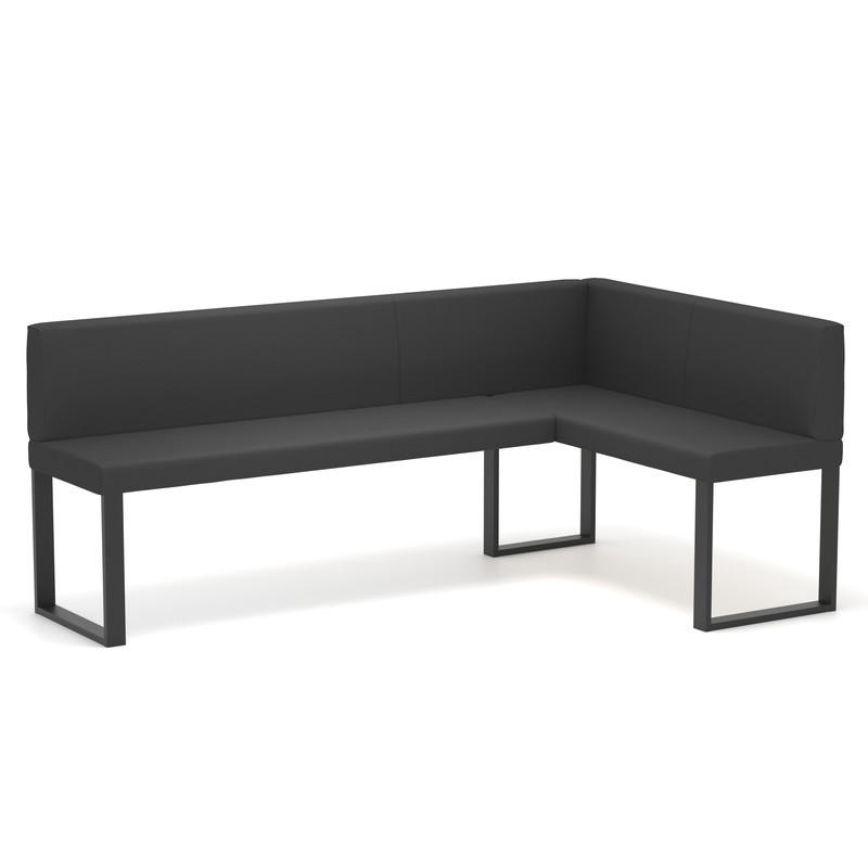 ECKBANK rechts SANA U Kunstleder glatt, 128/168 cm Schwarz - Schwarz, Kunststoff/Textil (128/168cm) - Idohome