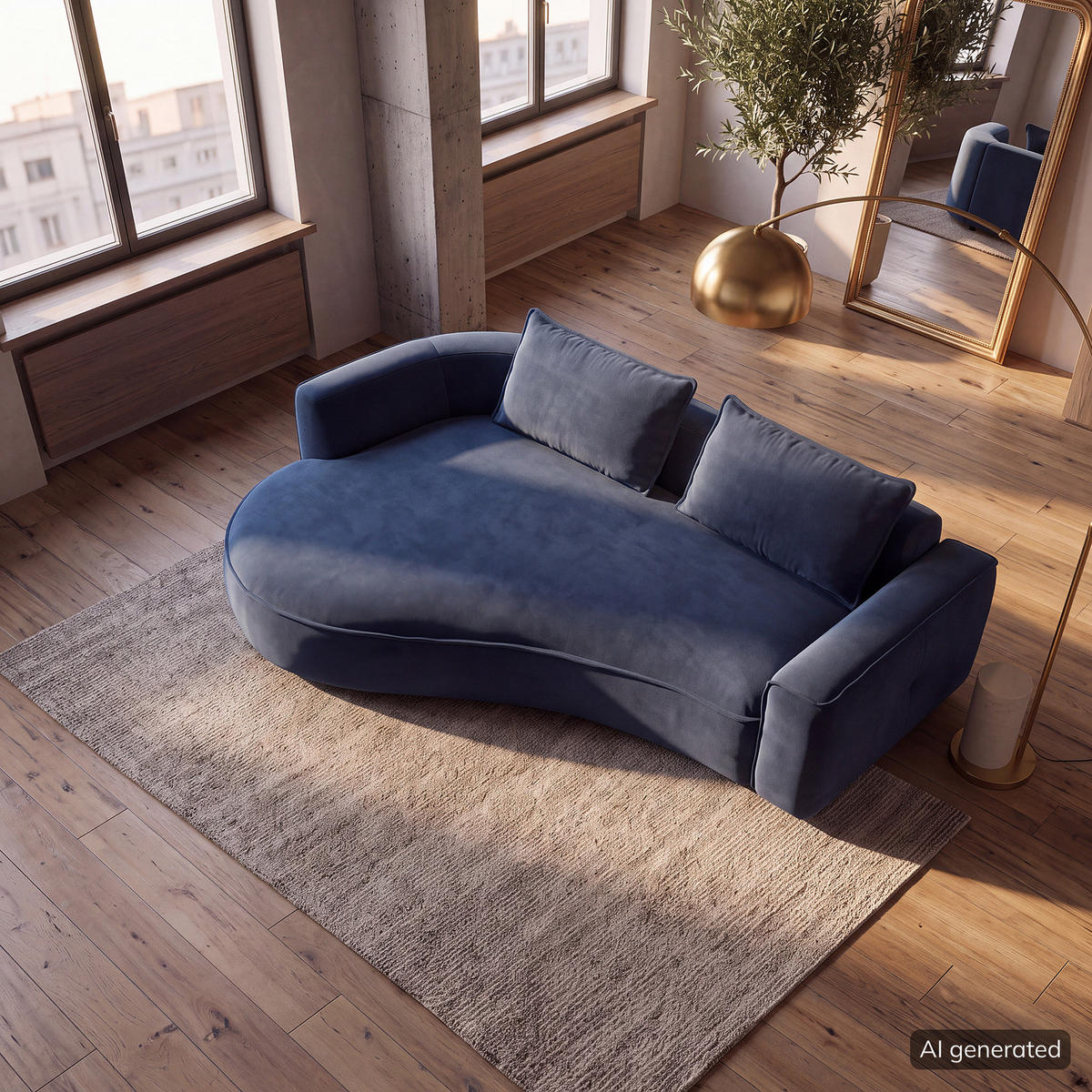 2,5-SITZER SOFA - Schwarz/Dunkelblau, Kunststoff/Textil (217/82/146cm) - home24