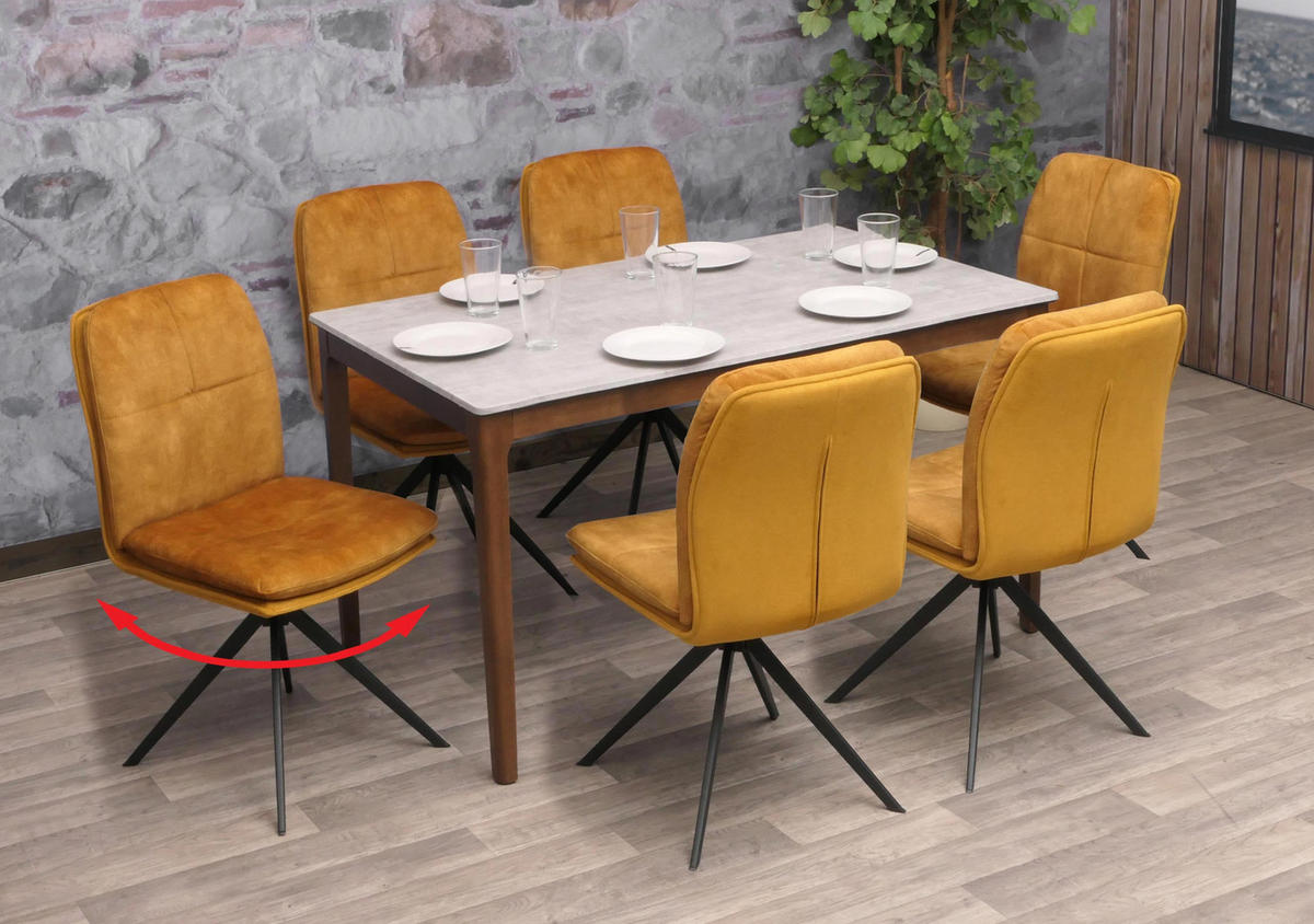 ESSZIMMERSTUHL Gelb 6er-Set - Gelb, Textil (47/90/56cm) - MCW