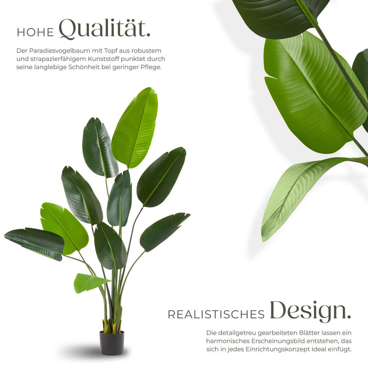 KÜNSTLICHER-PARADIESVOGELBAUM Tropic,stabiler Kunststoff-Blumentopf,grün - Grün, Kunststoff (160cm) - tectake
