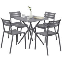 GARTENMÖBEL-SET Klara 4 Stühle 190x190x82cm Kunststoff Dunkelgrau Balkonset - Dunkelgrau, Kunststoff - DELUKE