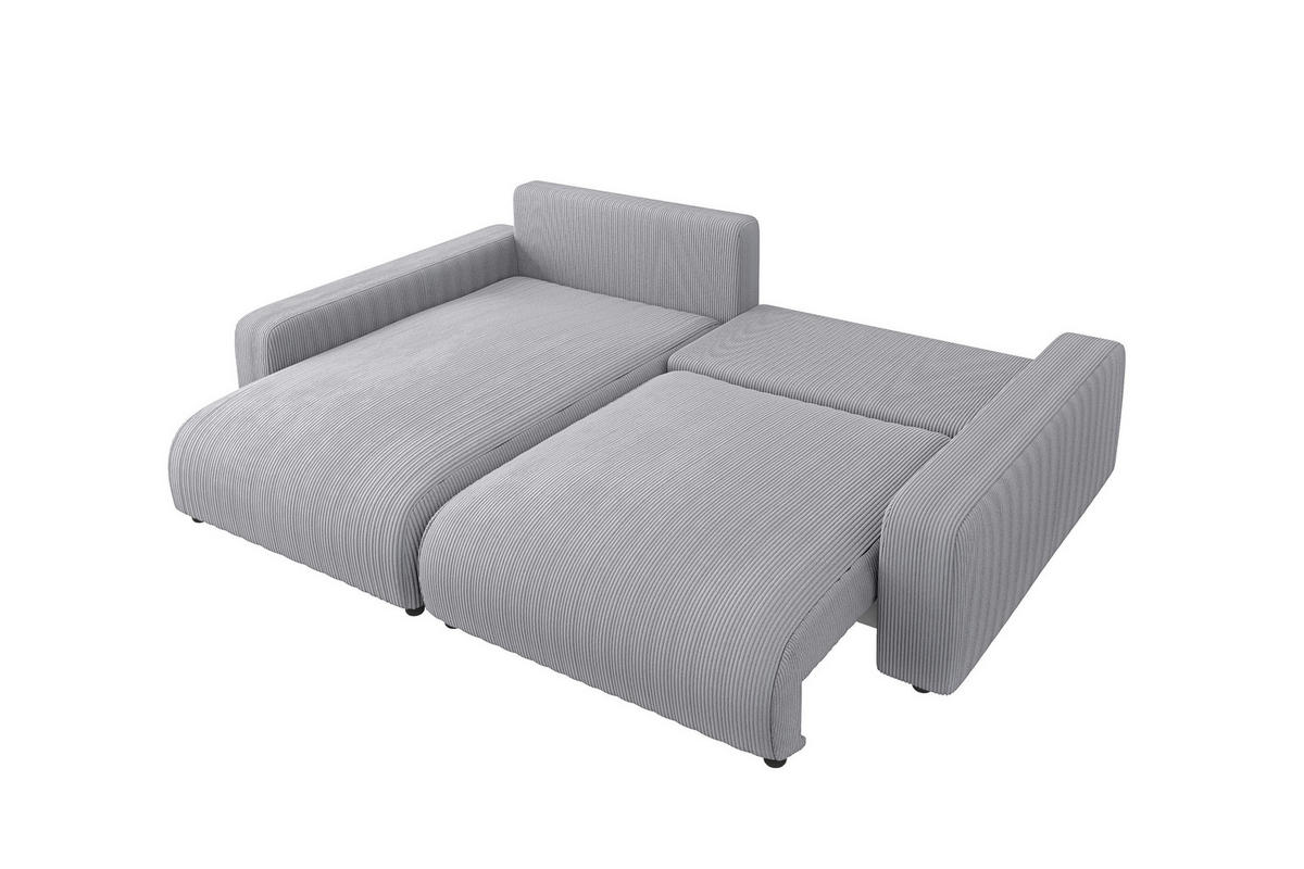 ECKSOFA Emma Hellgrau Cord - Ottomane links - Hellgrau, Textil (234/170cm) - S-Style Möbel