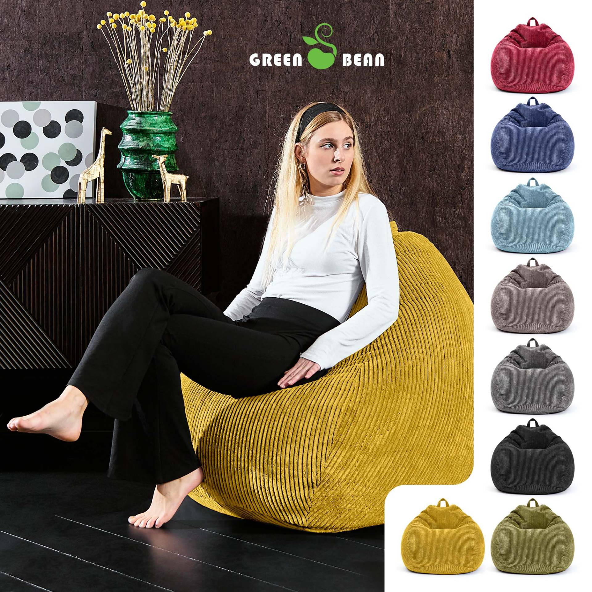 SITZSACK Indoor "Scoop" 90x110cm - Cord - Gelb, Textil (90/110/90cm) - Green Bean