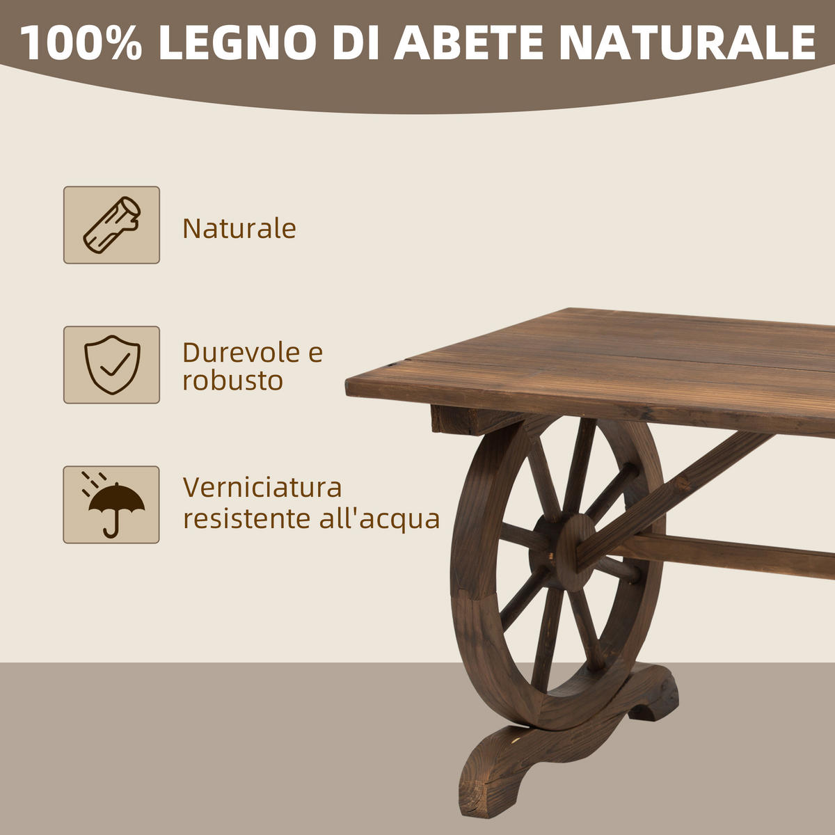 GARTENTISCH,NATÜRLICHES, verkohltes Holz,1 Stück - Beige, Kunststoff (110/60/65cm) - GiPP