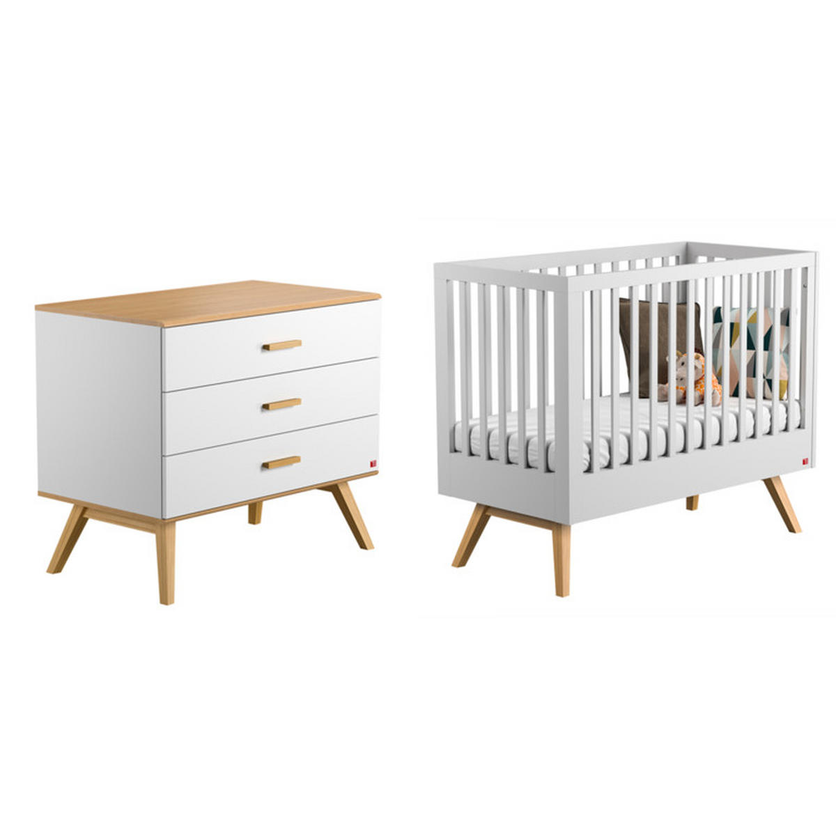 BABYZIMMER 2-teilig weiß - Weiß, Holzwerkstoff (124.4/98.6/64.8cm) - Petits-meubles