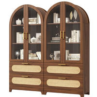 VITRINE mit Glastüren 80 x 40 x 175 cm Holzoptik 2 Schubladen - Braun, Holzwerkstoff (40/175/160cm) - Meubliv
