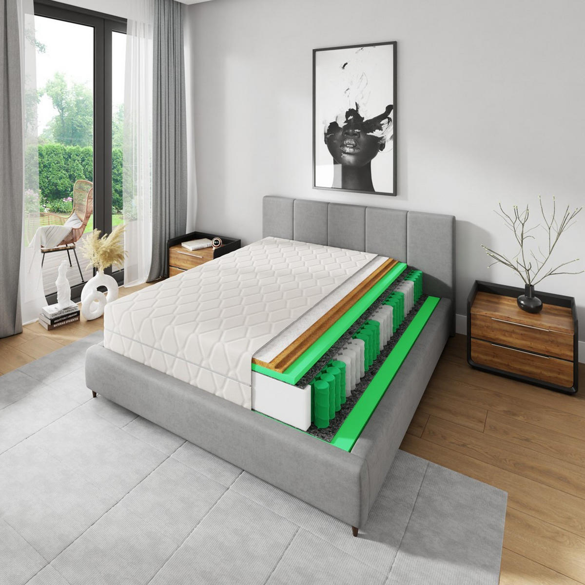 TASCHENFEDERKERNMATRATZE HARMONY 180x200 cm - Weiß, Textil (180/200cm) - Mebligo