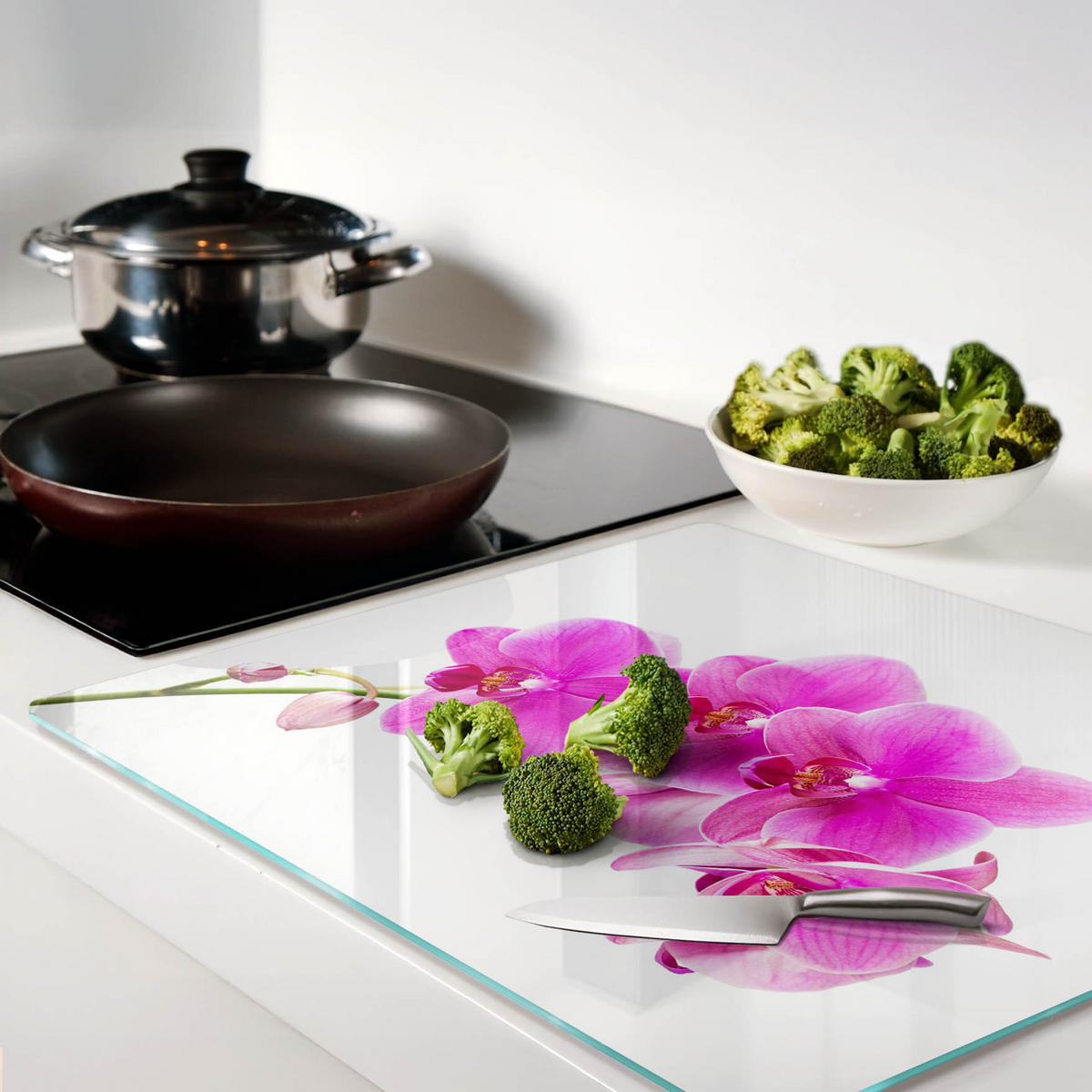 GLASPLATTE 60x52 cm Rosa Orchidee - Pink, Glas (60/0.4/52cm) - TULUP