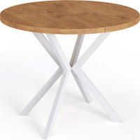 ESSTISCH Della runder ausziehbarer, Lancelot Eiche 120-200/120/76 cm - Eichefarben/Weiß, Holzwerkstoff/Metall (120/120/76cm) - WFL GROUP