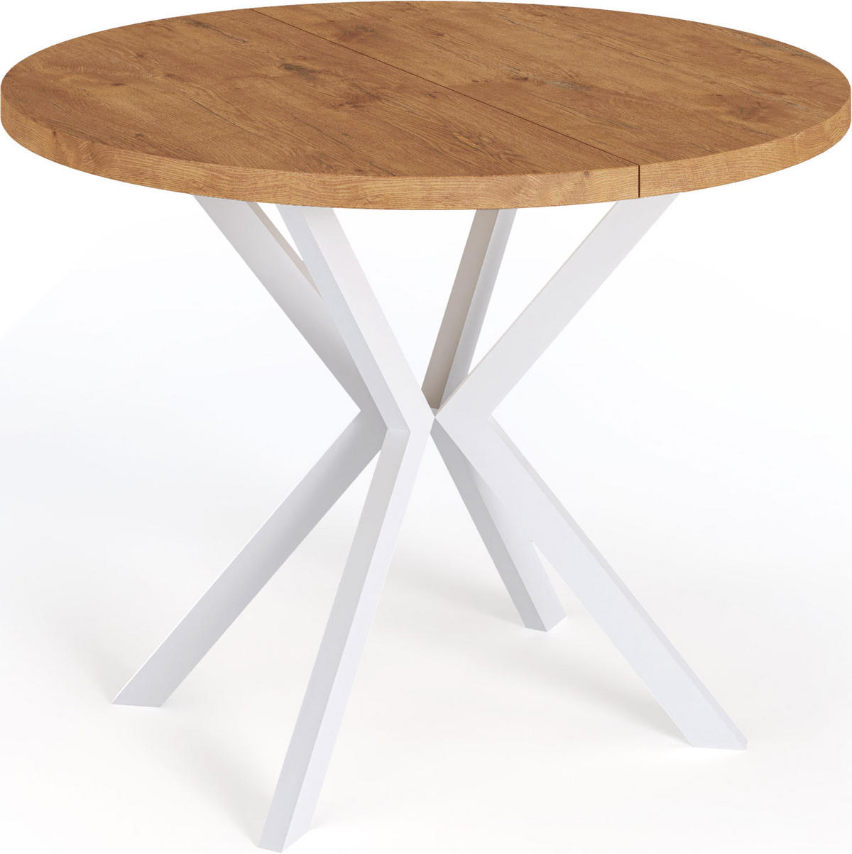 ESSTISCH Della runder ausziehbarer, Lancelot Eiche 120-200/120/76 cm - Eichefarben/Weiß, Holzwerkstoff/Metall (120/120/76cm) - WFL GROUP