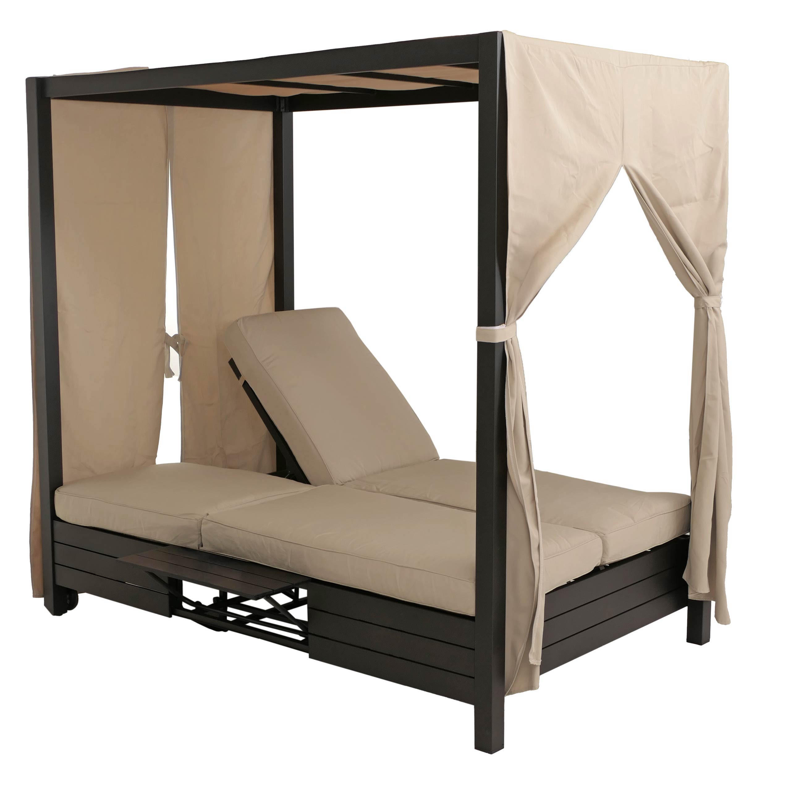 LOUNGE-GARTENLIEGE Schwarz - Schwarz, Textil (126/193/204cm) - MCW