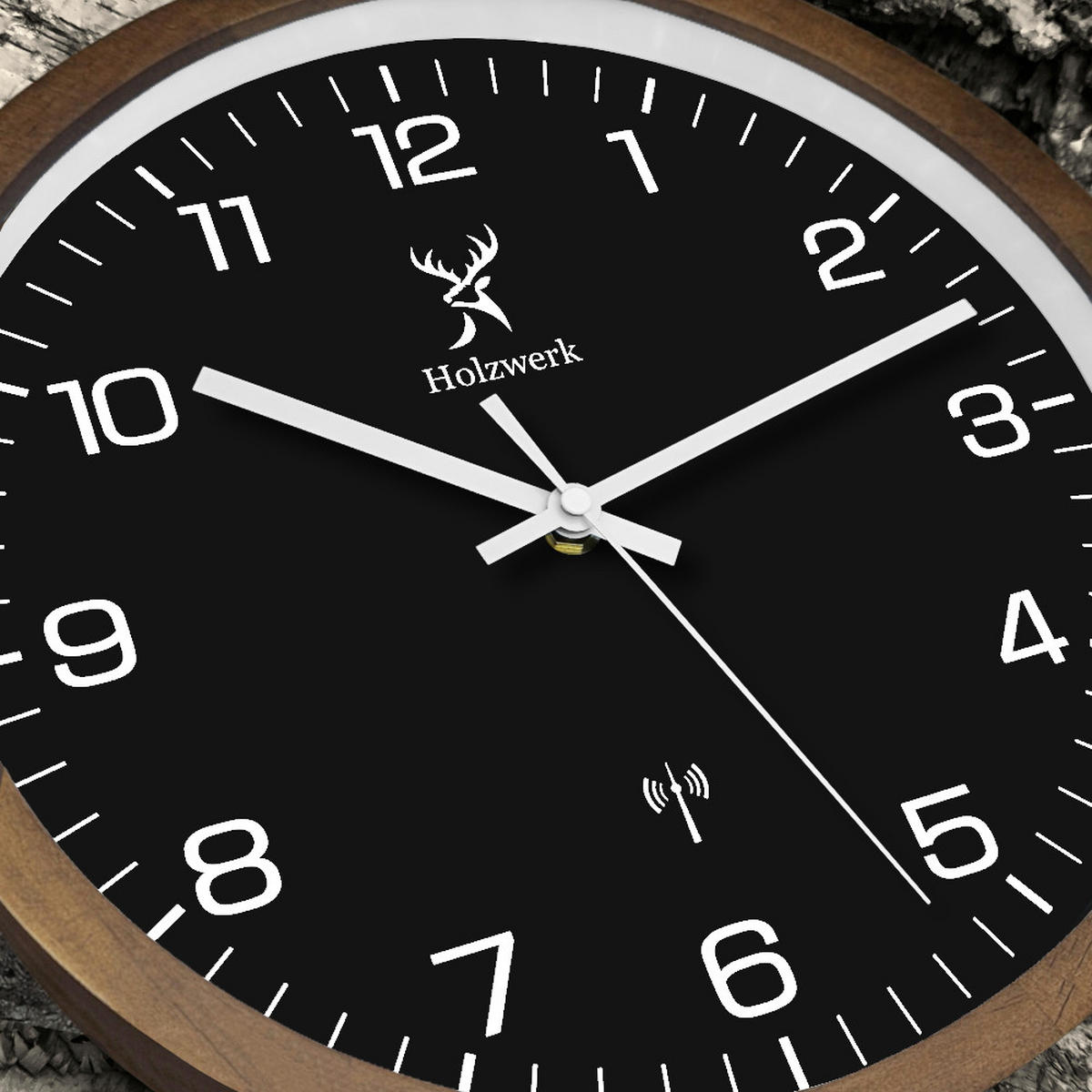 WANDUHR Holz Designer RHEINBERG (FUNK) Loft Wand Uhr, braun, schwarz - Dunkelbraun/Schwarz, Glas/Holz (30/30/4.2cm) - Holzwerk