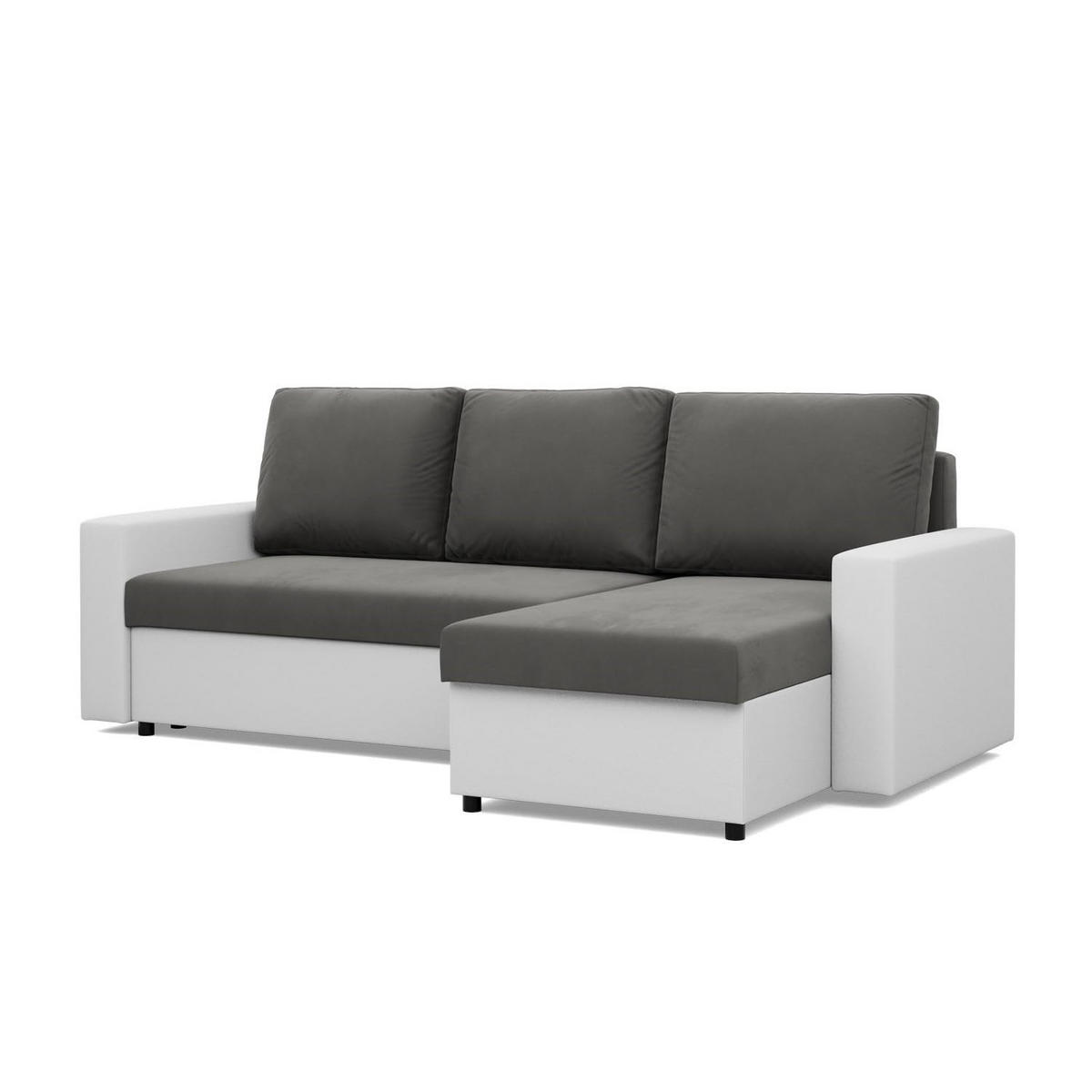 ECKSOFA MIT SCHLAFFUNKTION LUNA, Dunkelgrau + Grau - Dunkelgrau/Hellgrau, Textil (231/140cm)