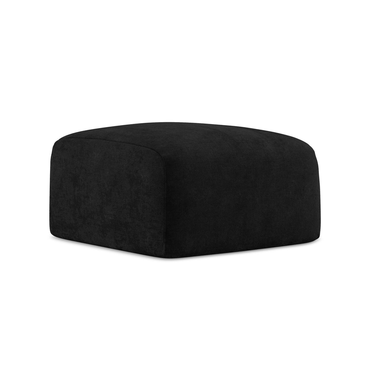 POUF Chenille Stoff Schwarz - Schwarz, Holzwerkstoff/Kunststoff (65/40/65cm) - LaMiaSofa