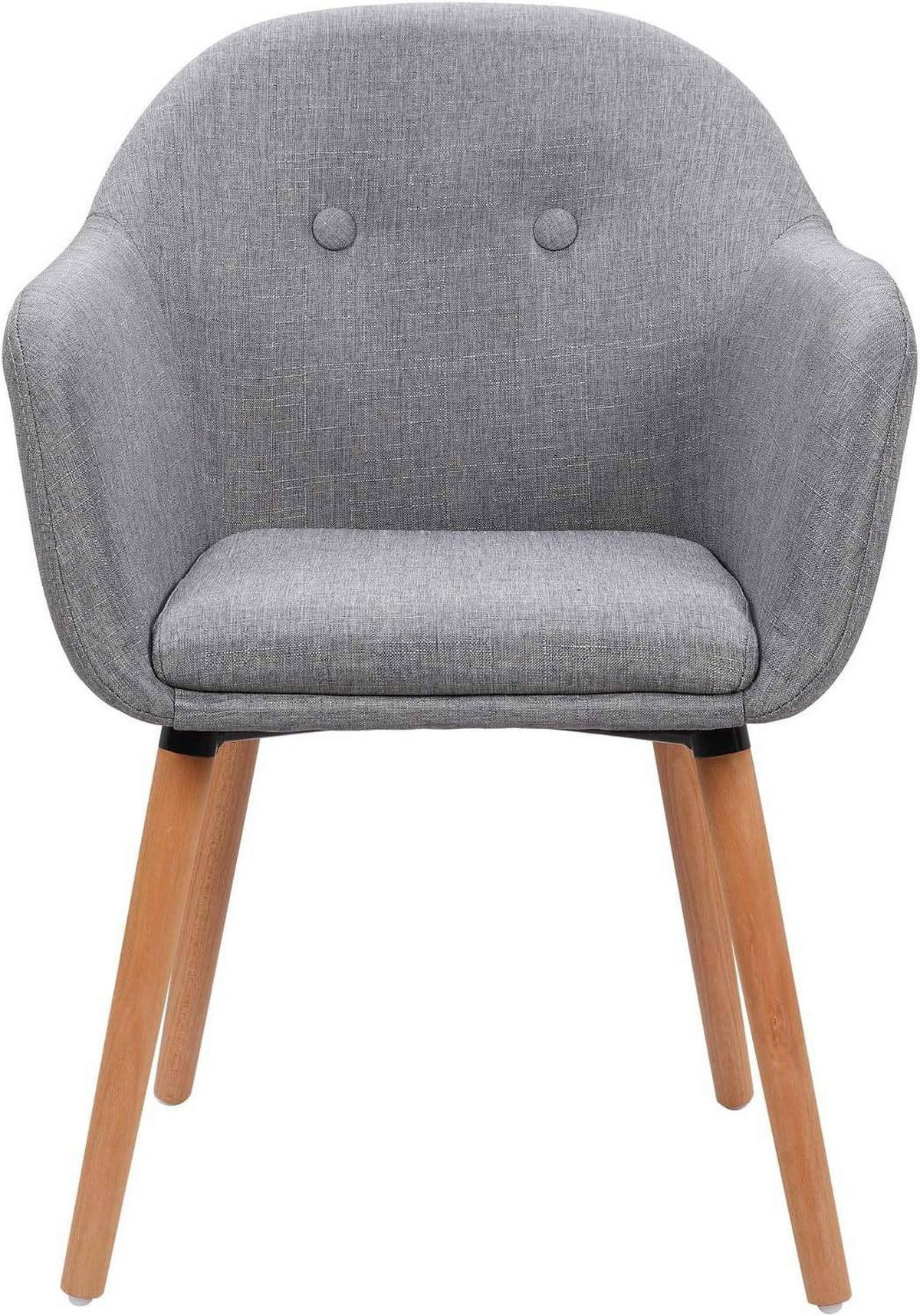 ESSZIMMERSTUHL 4 Stück Polsterstuhl Sessel, Leinen - Hellgrau/Naturfarben, Holz/Textil (50/82/42cm) - Woltu