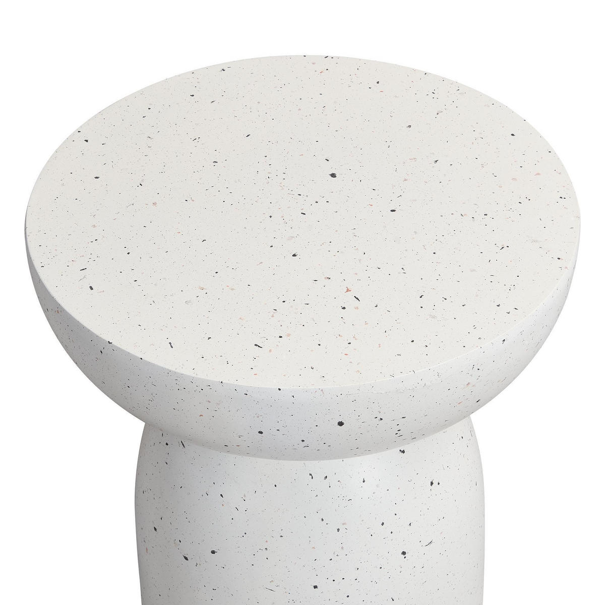 BEISTELLTISCH in Terrazzo Weiß,aus MgO - Weiß, Naturmaterialien (45/45/52.5cm) - KOMHTOM