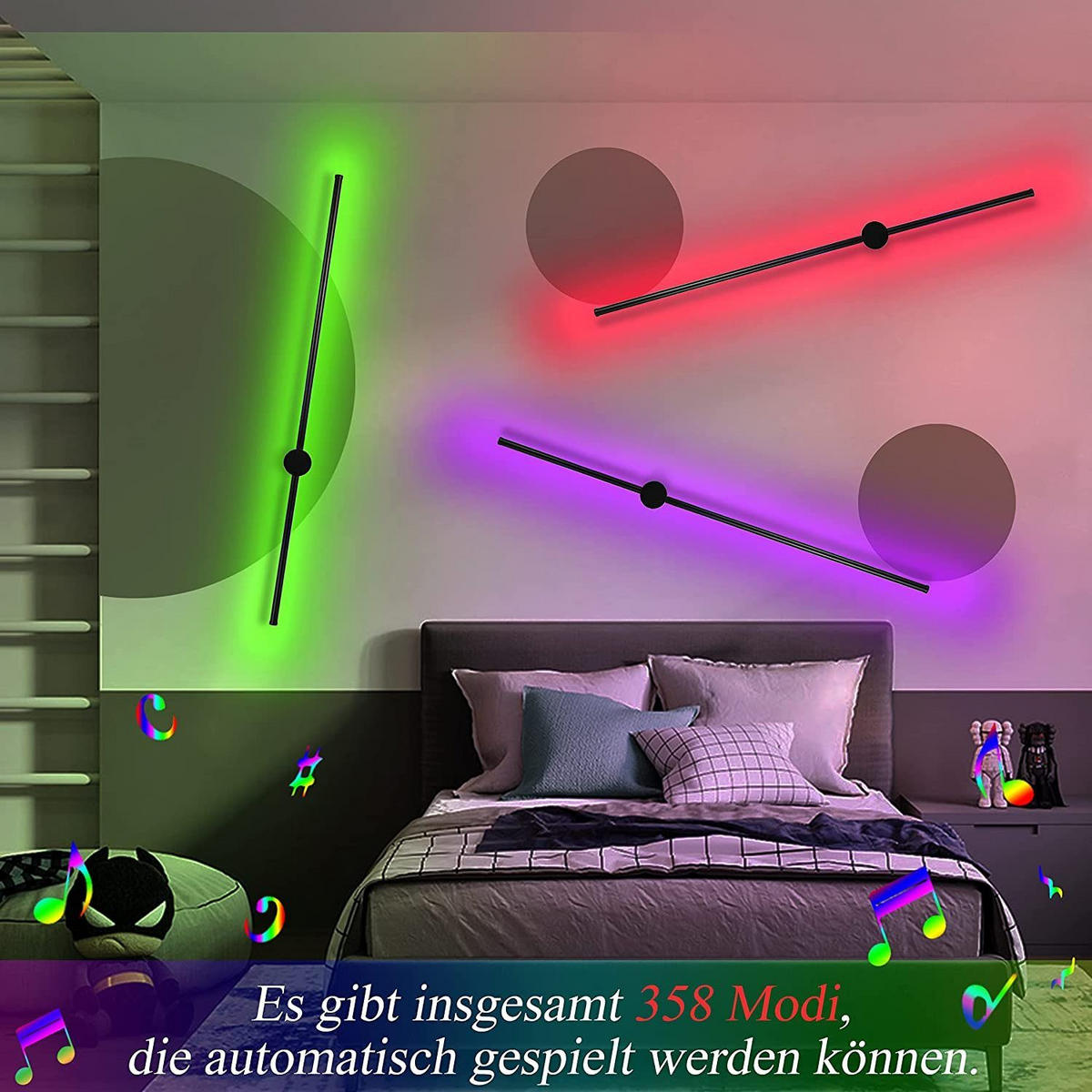 LED WANDLEUCHTE Benjamin - Schwarz, Metall (6/10/100cm) - Nettlife