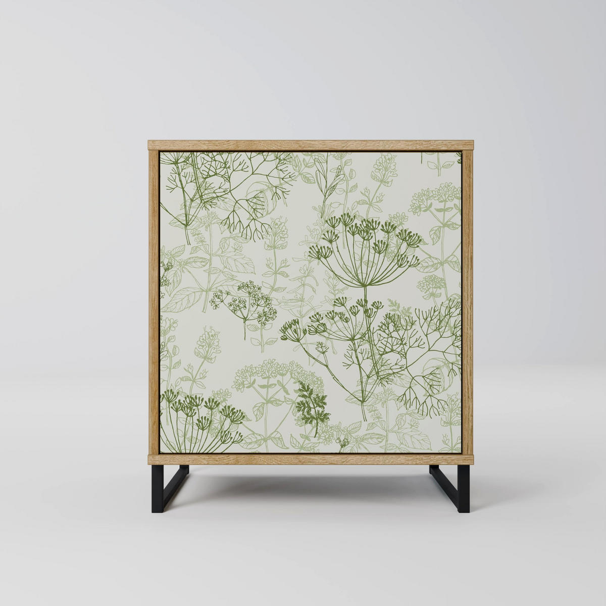 SIDEBOARD FENNEL BALDACHIN, Eichefarben, 57,5x42x75,5 cm, Goldfarbene Metallfüße - Eichefarben/Goldfarben, Holzwerkstoff/Metall (57.5/75.5/42cm) - SpaceRebels