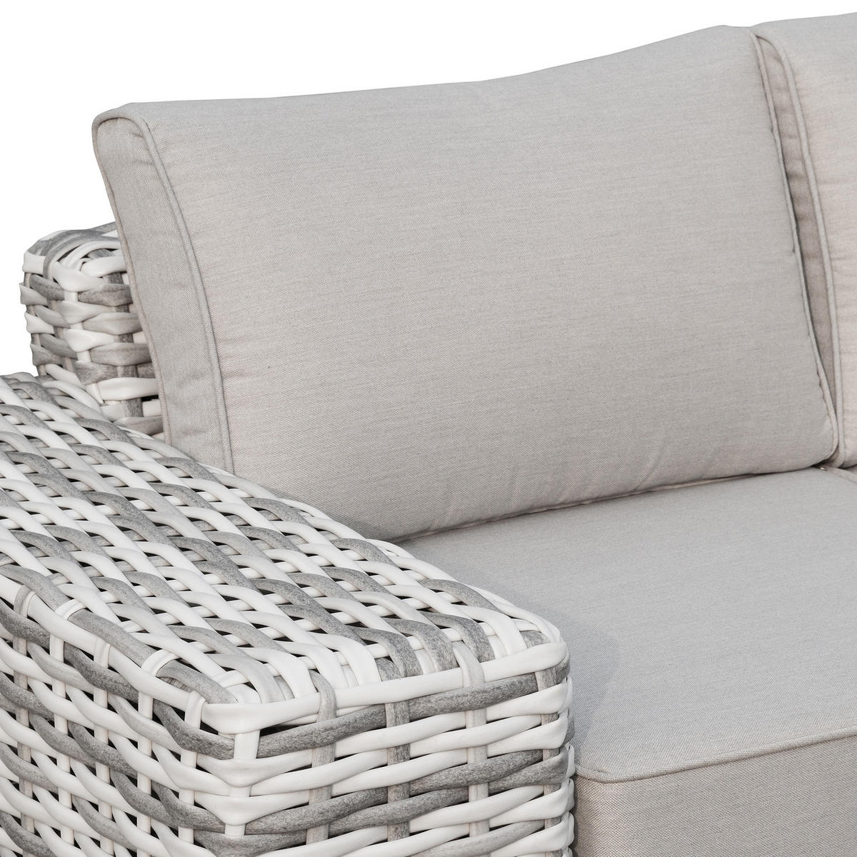 GARTENSET Solaris aus Technorattan, mit Ecksofa und Kaffeetisch, Hellgrau - Grau, Kunststoff/Metall - Beautysofa