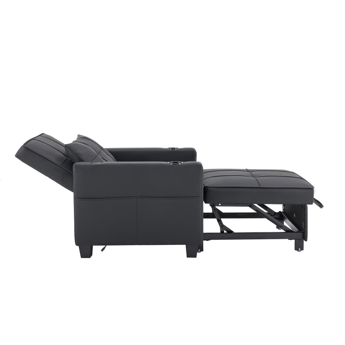 SOFABETT 74/87/84 cm Schwarz - Schwarz, Textil (87/84/74cm)