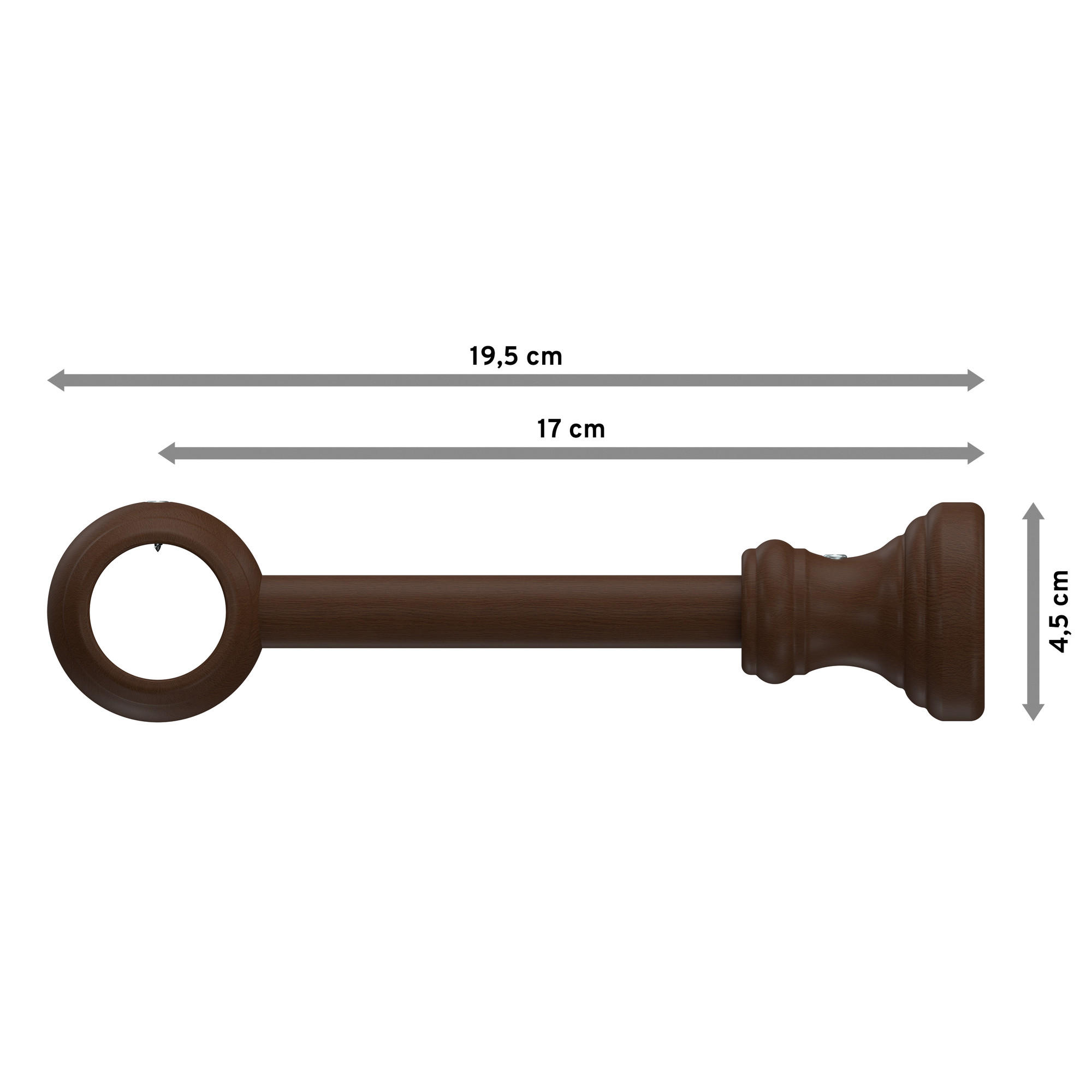 TRÄGER FÜR GARDINENSTANGEN 28 mm Ø, Classic 1-läufig, Nussbaum - Nussbaumfarben, Holz (19.5/5/5cm) - INTERDECO