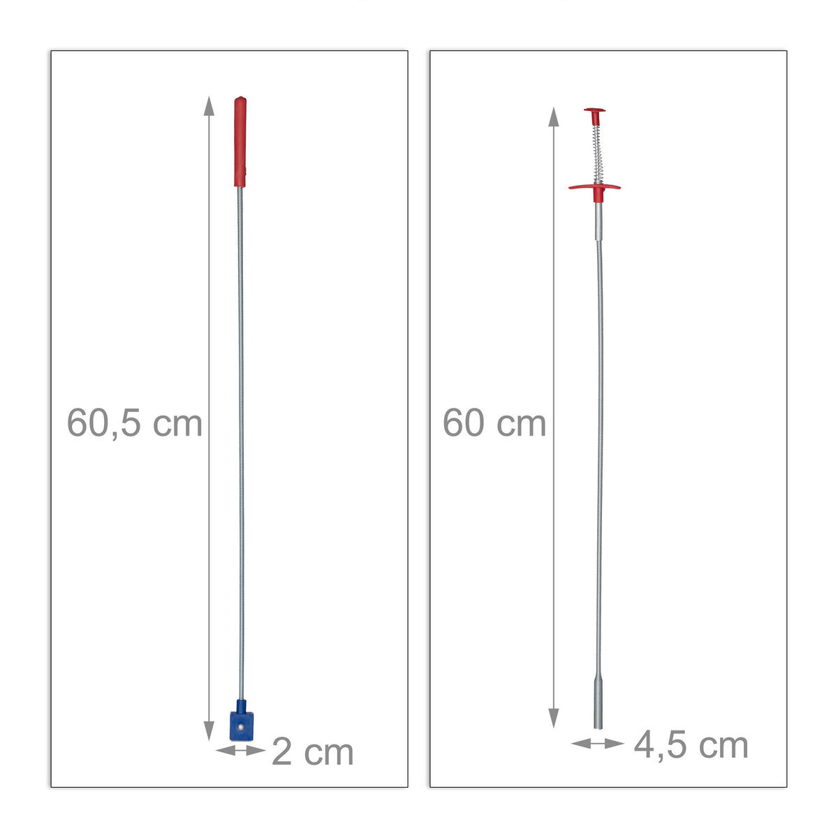 2XGREIFWERKZEUG - Silberfarben, Kunststoff/Metall (2/4.5/60.5cm) - Relaxdays