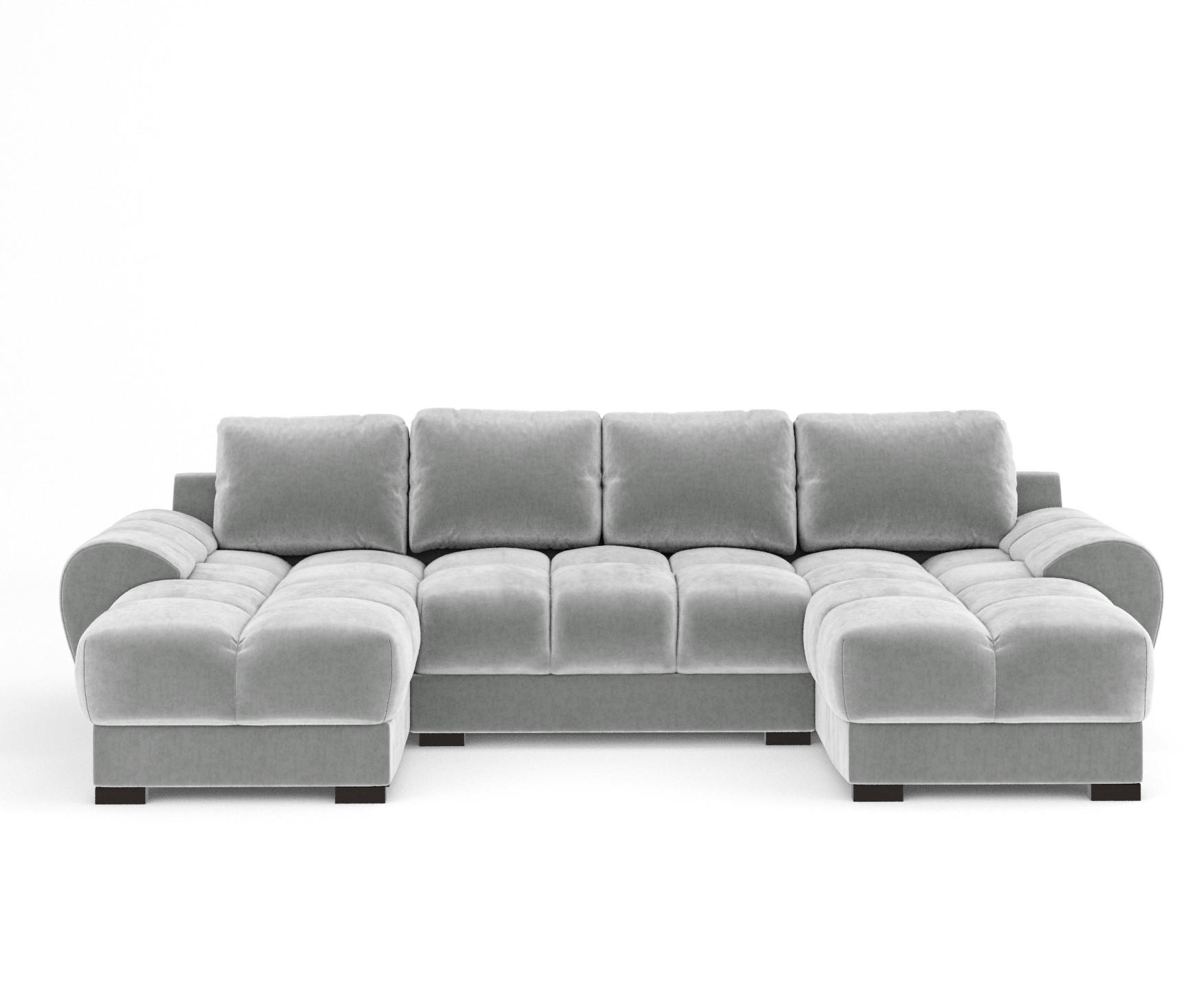 WOHNLANDSCHAFT Peebles Creme Samtstoff - Creme/Schwarz, Holz/Holzwerkstoff (330/90/175cm) - Maison de Reve