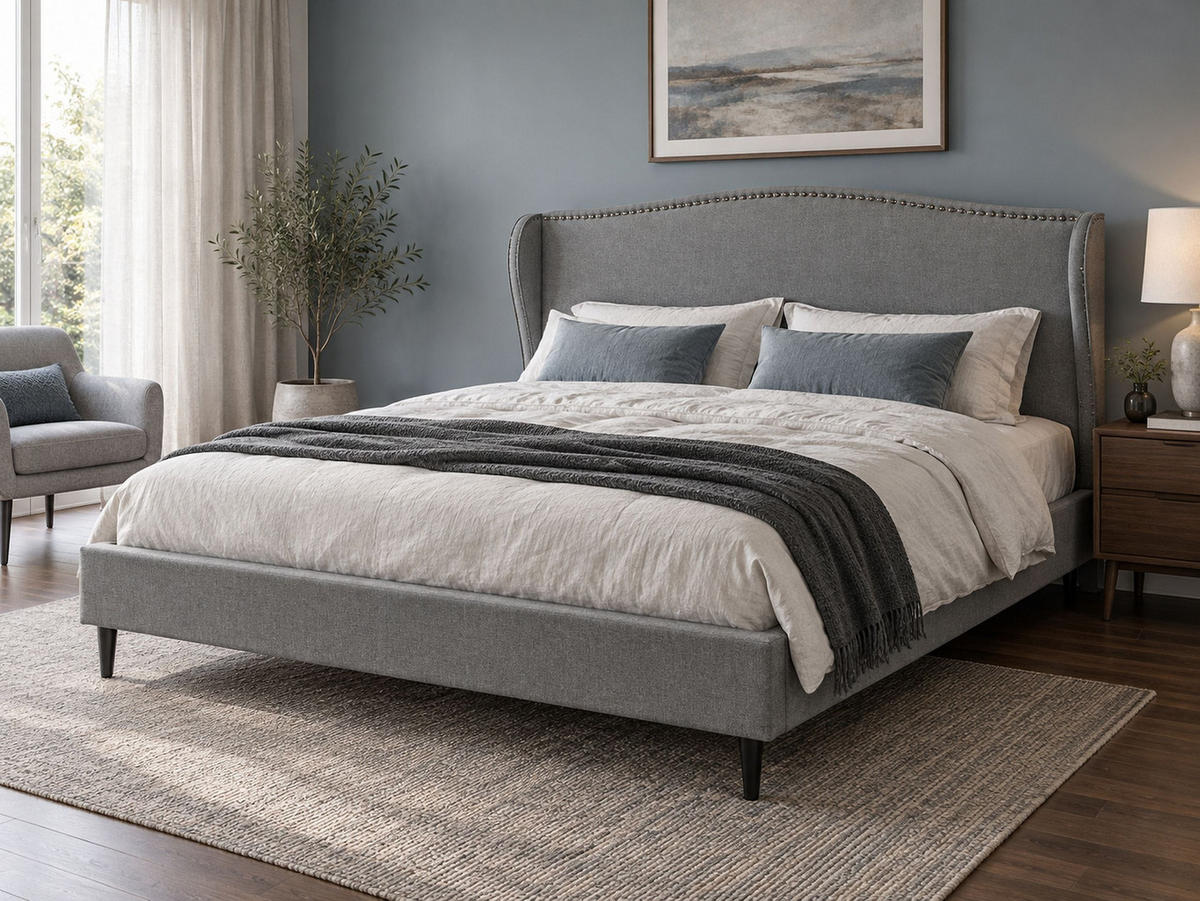 POLSTERBETT 180/200cm Grau Colmar - Grau, Textil (180/200cm) - Beliani