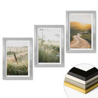 WANDBILDER 3er Set - 20x30 cm Silberner Rahmen - Landschaftswiesenstraße West - Silberfarben, Kunststoff (20/30cm) - ArtPrintCave