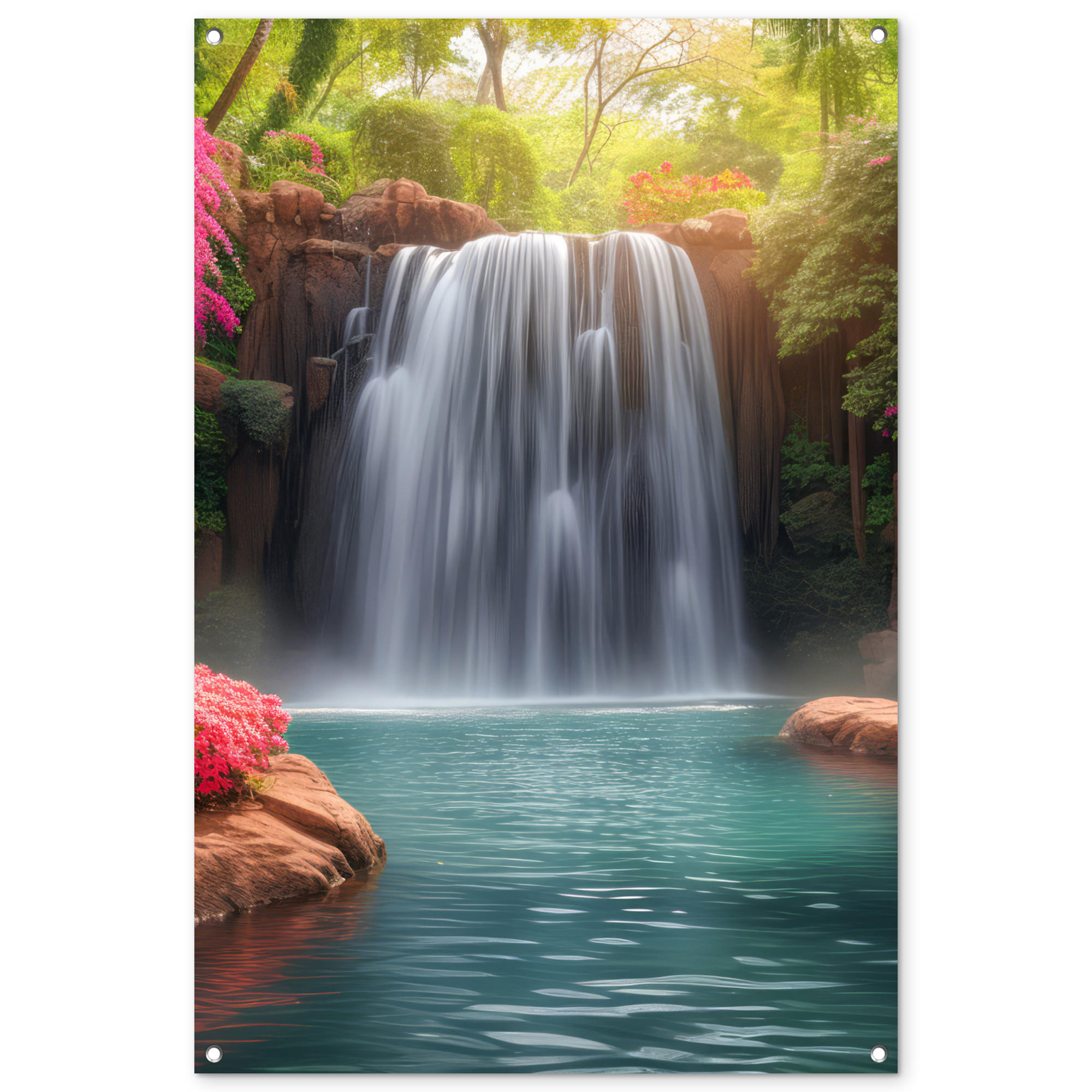 GARTENPOSTER Wasserfall - Natur - Pflanzen - Dschungel - Wasser 80x120 cm - Grün, Kunststoff (80/120/0.2cm) - OnlyWow