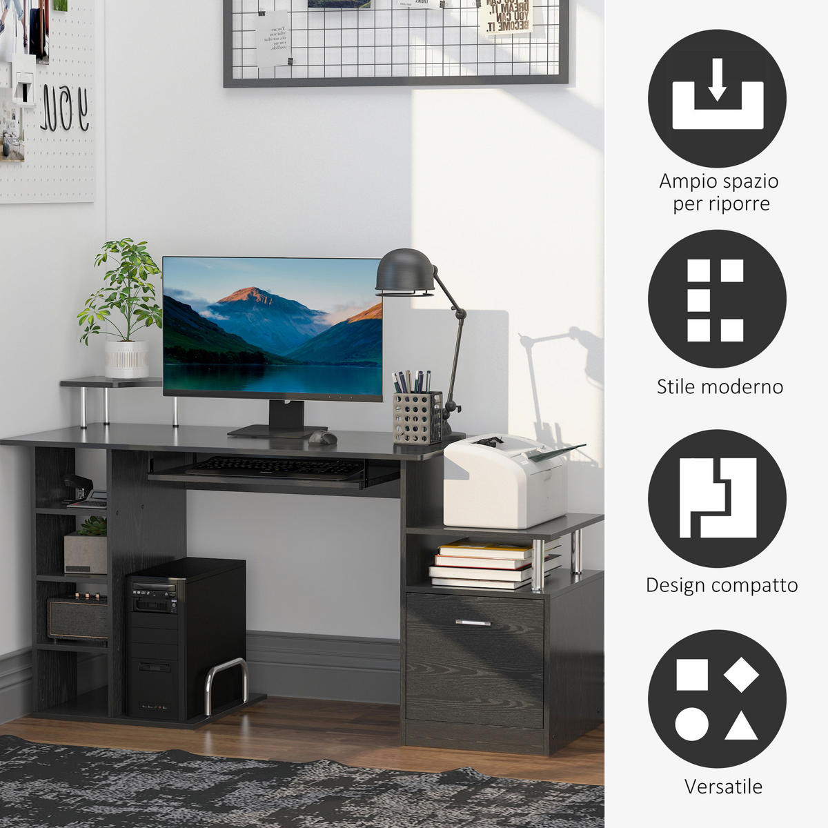 BÜROTISCH Schwarz 1 Stück - Schwarz, Holzwerkstoff (60/152/88cm) - GiPP