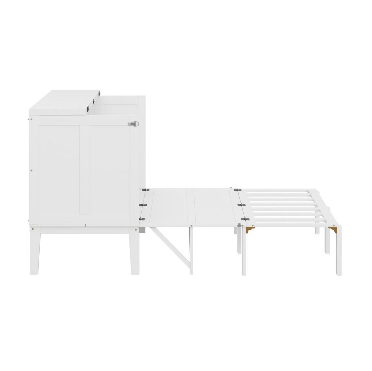 KLAPPBETT 140/200 cm vertikal in Weiß – platzsparend mit Stauraum - Weiß, Holz (140/200cm) - BEAOK
