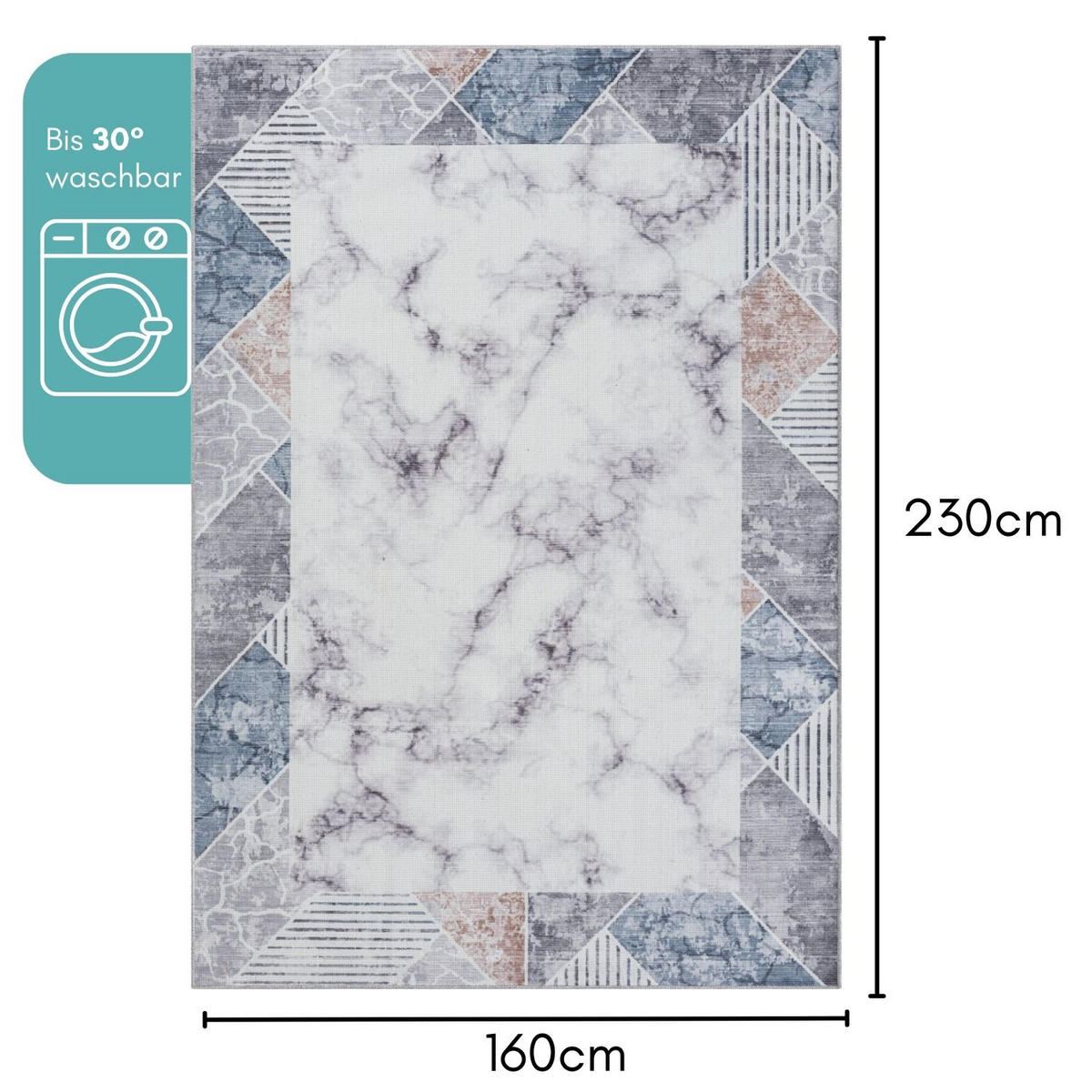 TEPPICH Talia Weiß,Silberfarben,Pastellblau 160/230 cm - Weiß, Textil (160/230cm) - My-Rug