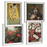 BILDER SET 4er Set - 50x50 cm & 40x60 cm Weißer Rahmen - Blumen des Baumes (Gemälde von Klimt) - Weiß, Kunststoff (50/50cm) - TULUP